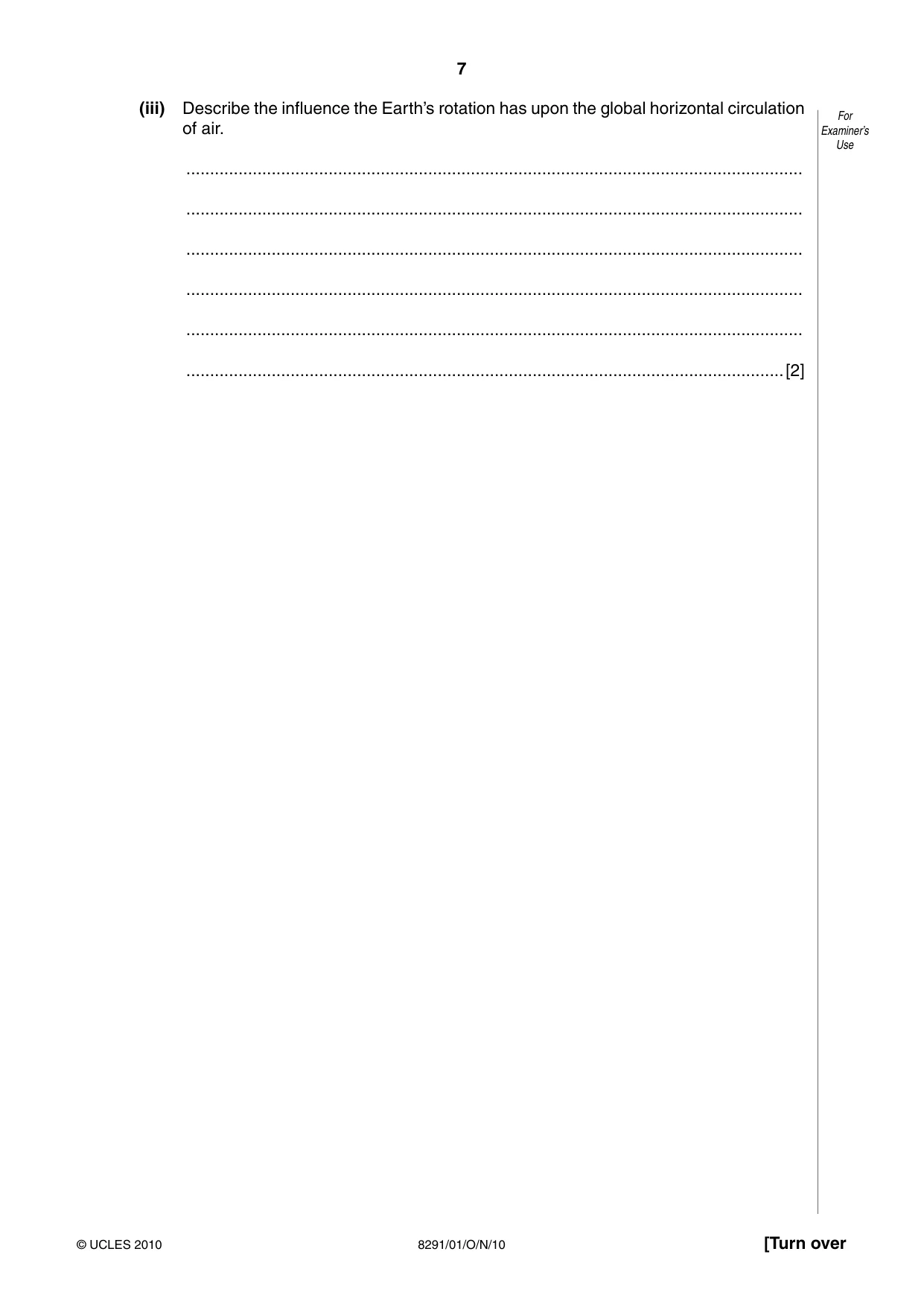 Cambridge A Level Environmental Management (AS only) 8291 2010 Oct/Nov Paper 1 · Variant 1 question paper, page 7 of 12