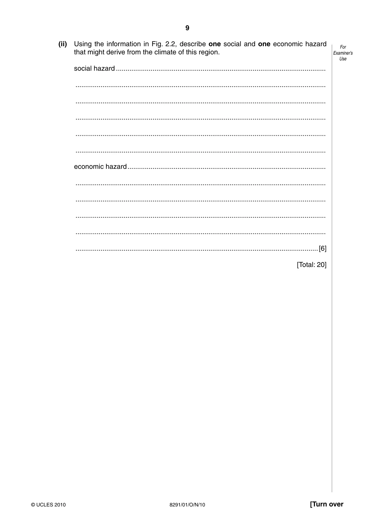 Cambridge A Level Environmental Management (AS only) 8291 2010 Oct/Nov Paper 1 · Variant 1 question paper, page 9 of 12