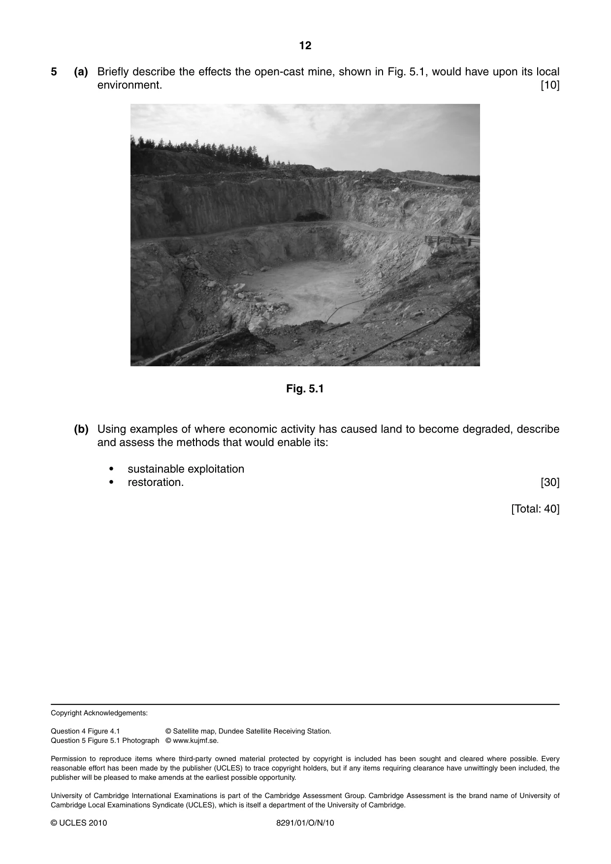 Cambridge A Level Environmental Management (AS only) 8291 2010 Oct/Nov Paper 1 · Variant 1 question paper, page 12 of 12