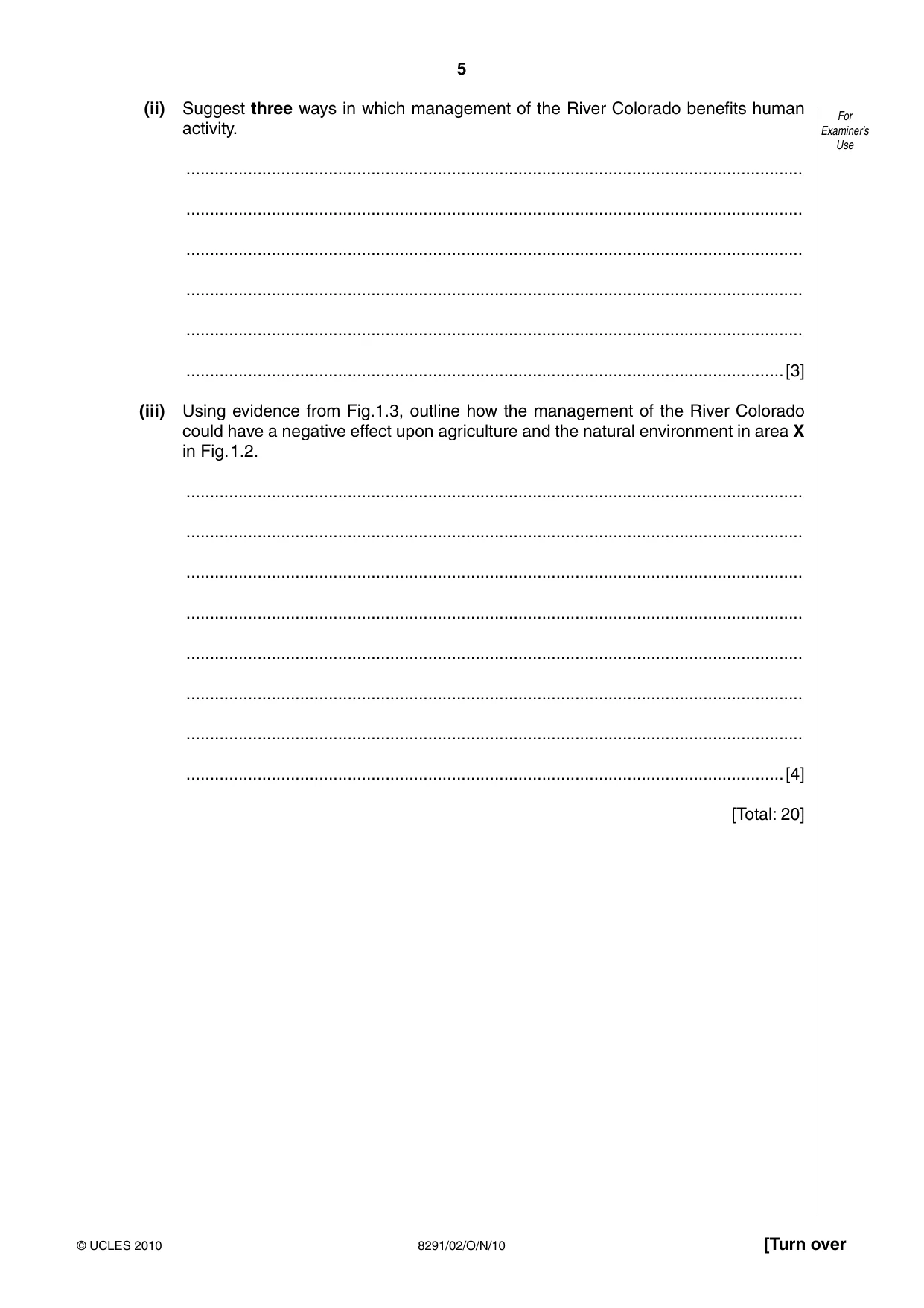 Cambridge A Level Environmental Management (AS only) 8291 2010 Oct/Nov Paper 2 · Variant 1 question paper, page 5 of 12