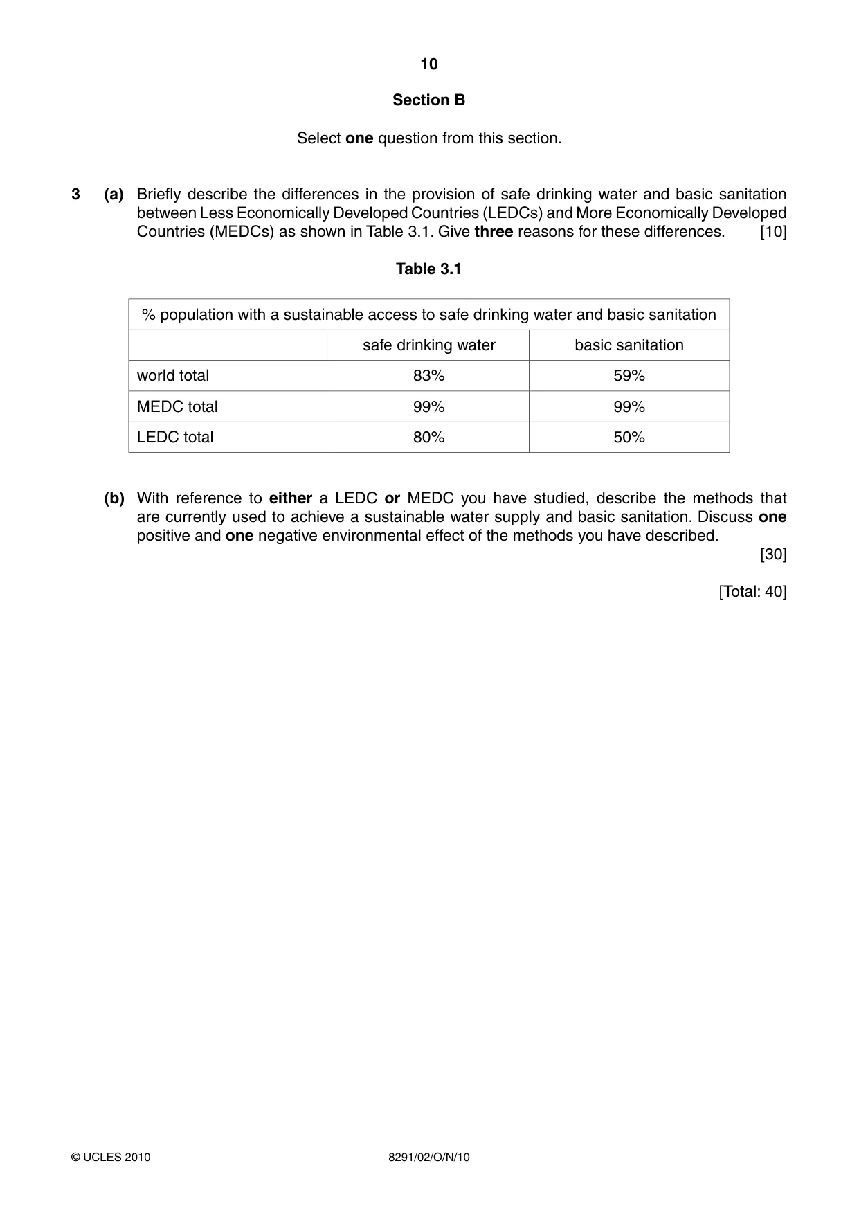 Cambridge A Level Environmental Management (AS only) 8291 2010 Oct/Nov Paper 2 · Variant 1 question paper, page 10 of 12