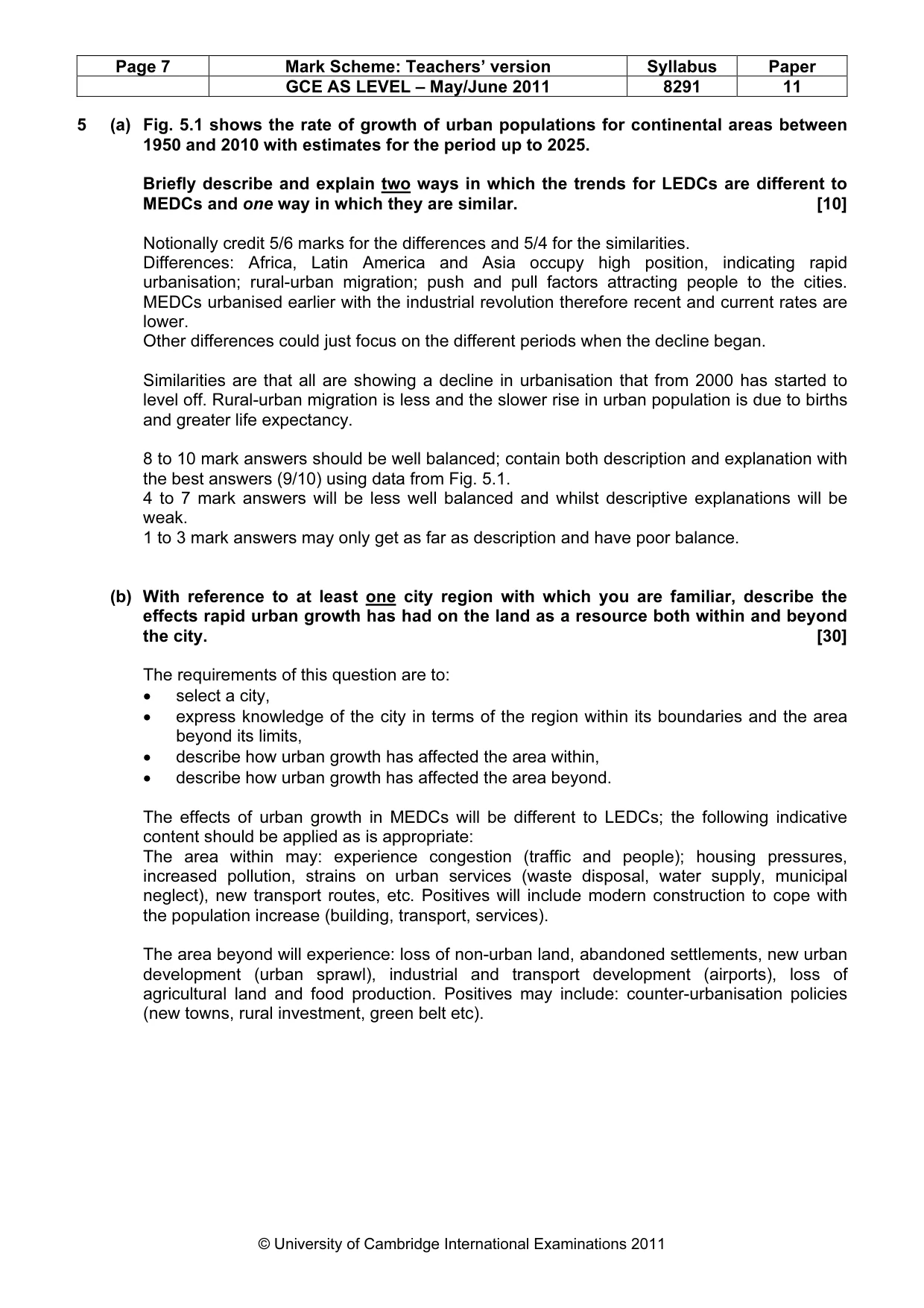 Mark scheme, page 7 of 10