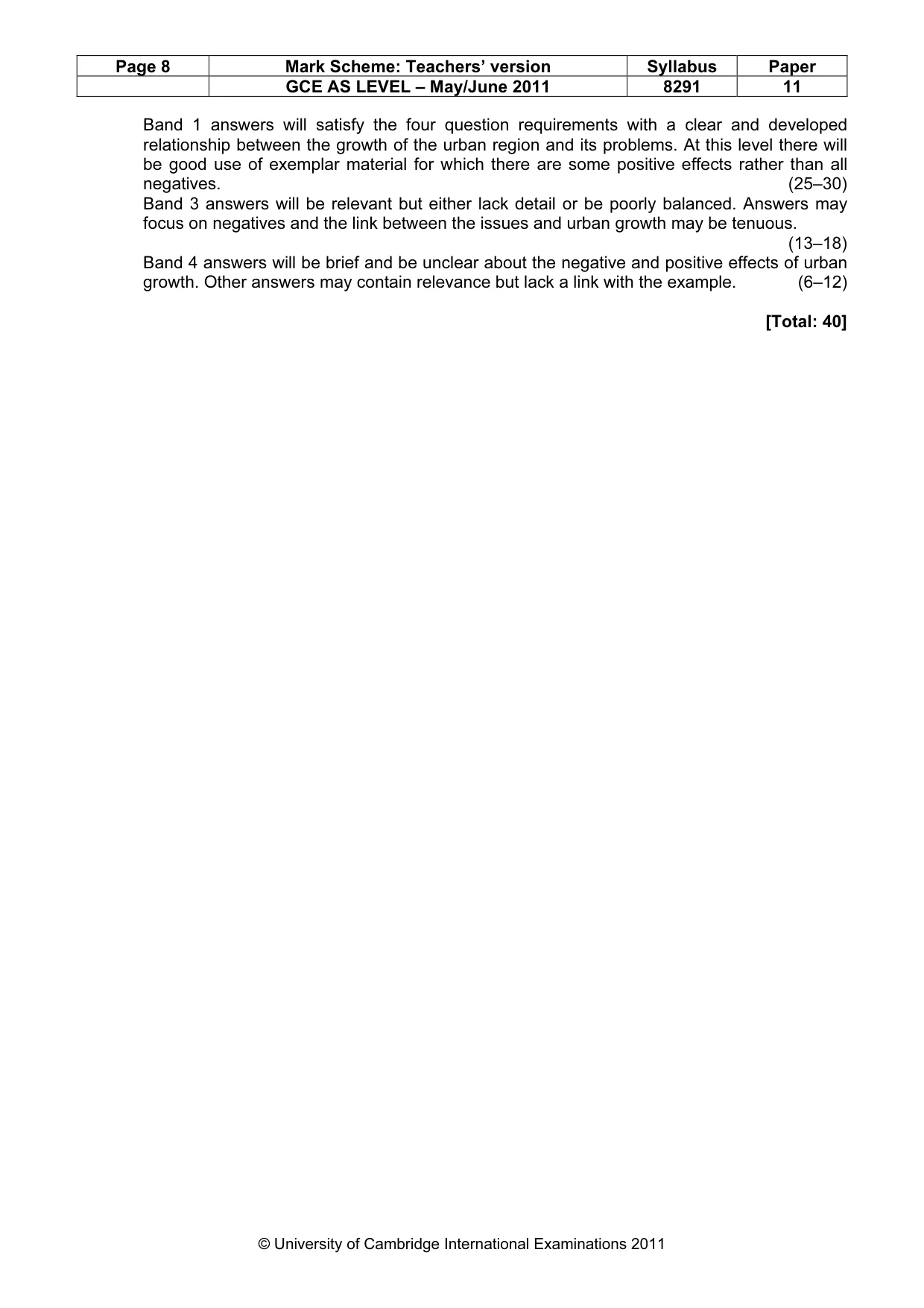 Mark scheme, page 8 of 10