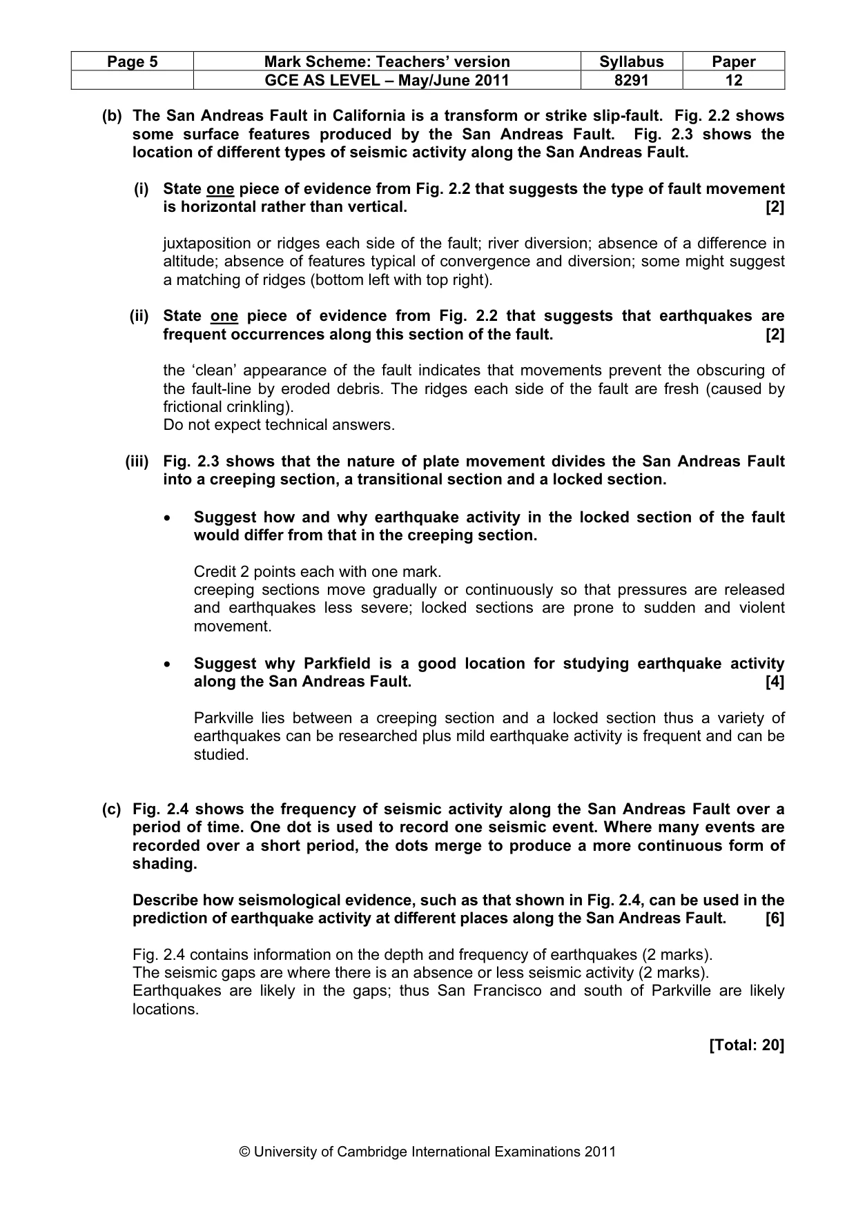 Mark scheme, page 5 of 10
