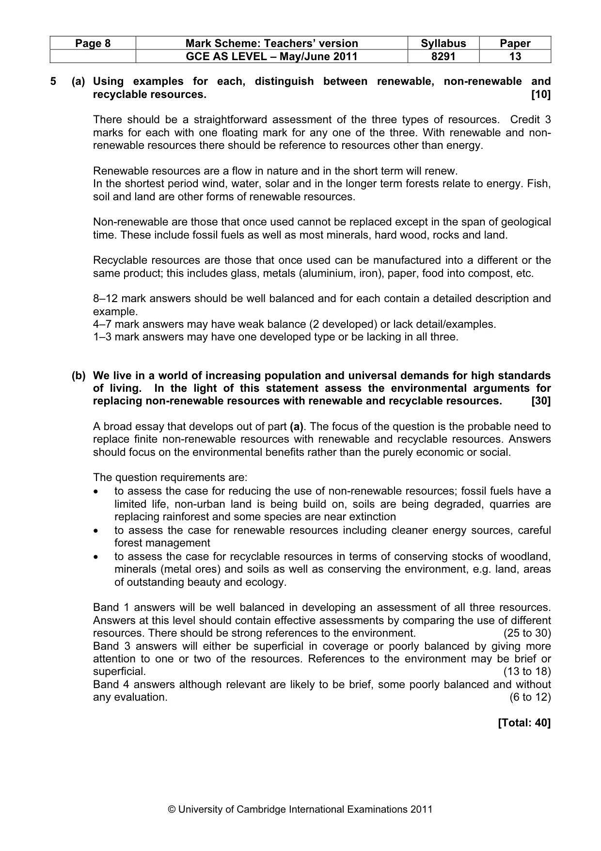 Mark scheme, page 8 of 10