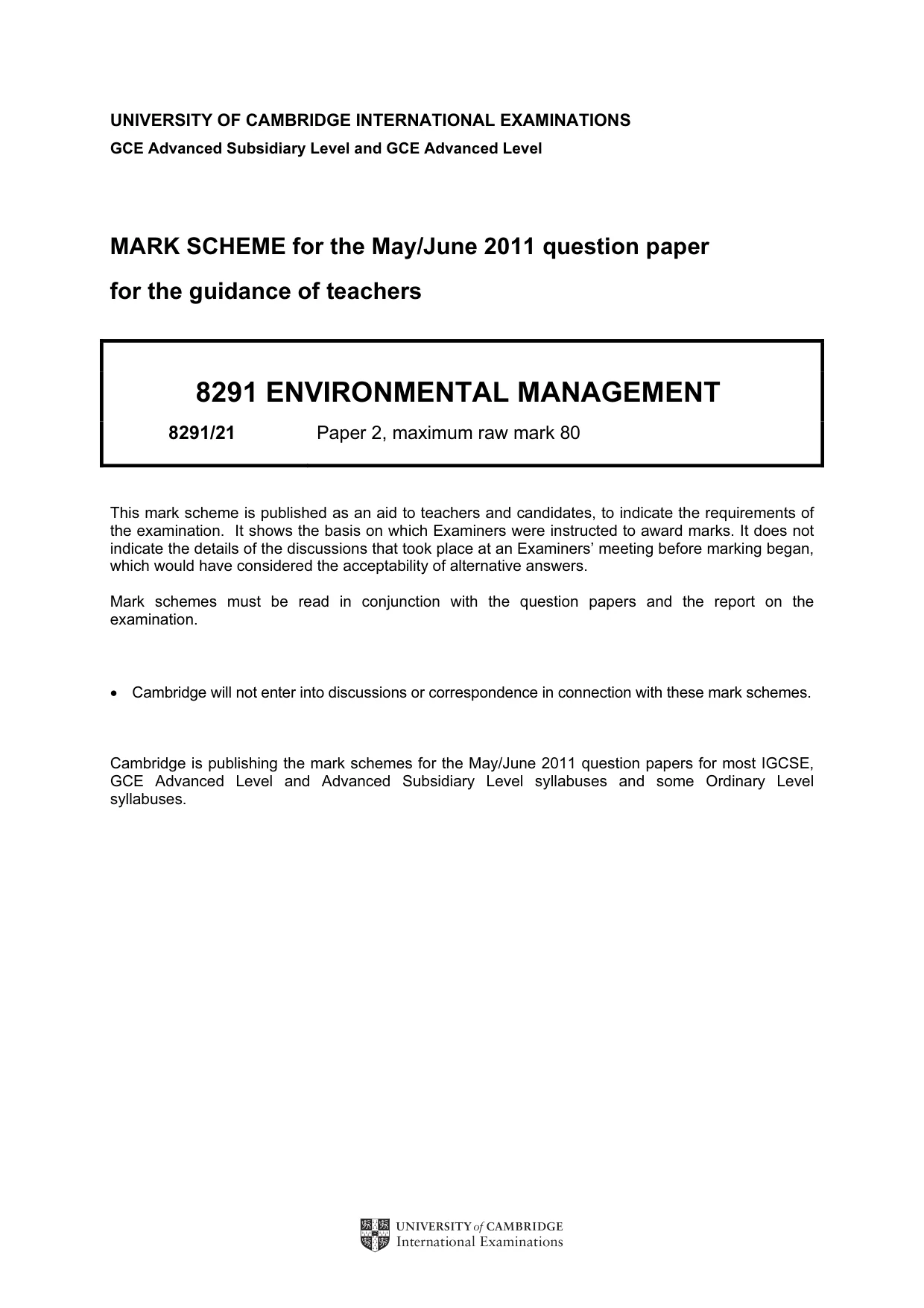 Mark scheme, page 1 of 11