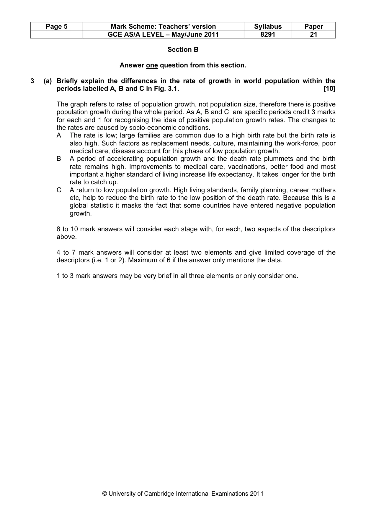 Mark scheme, page 5 of 11