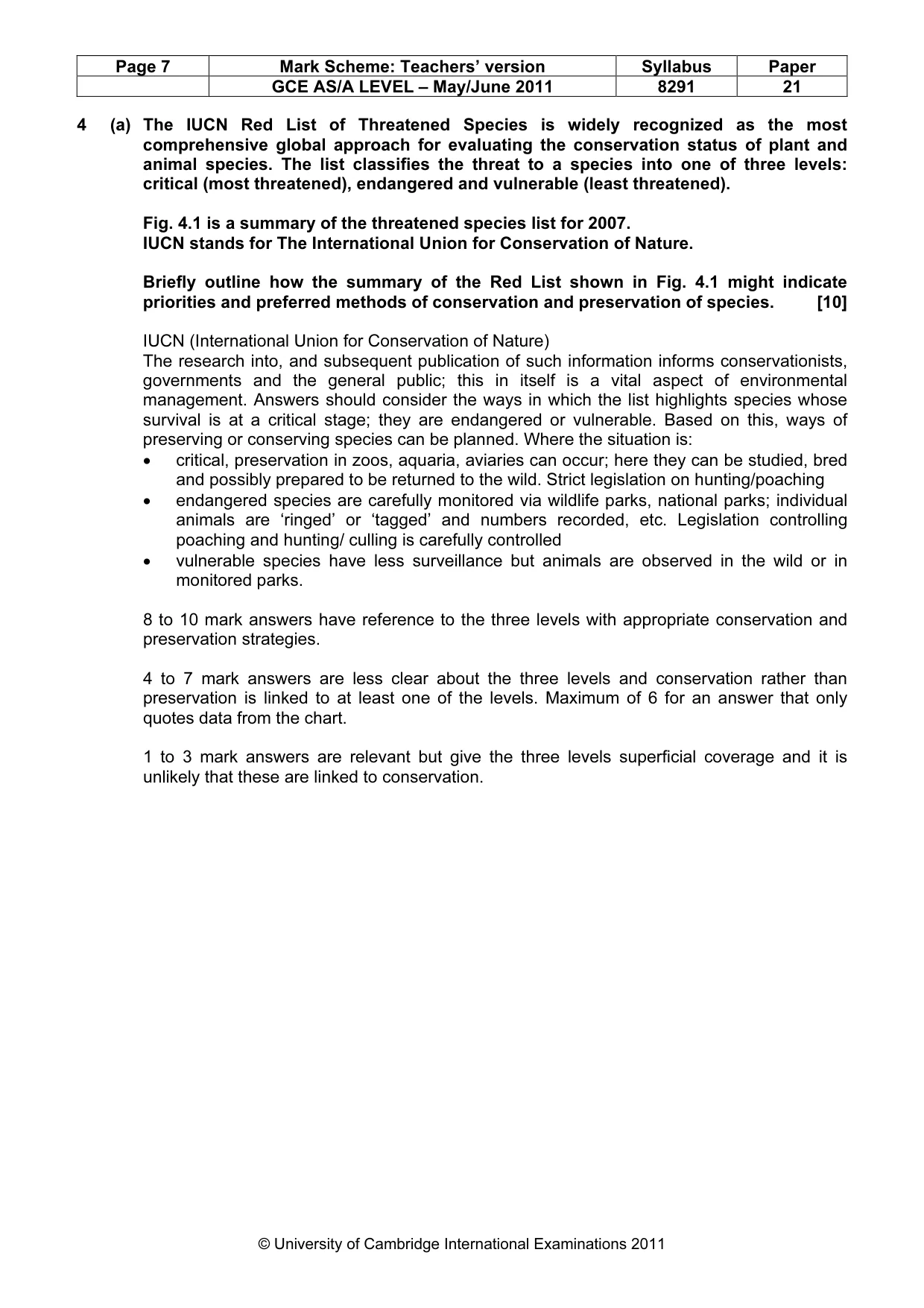 Mark scheme, page 7 of 11