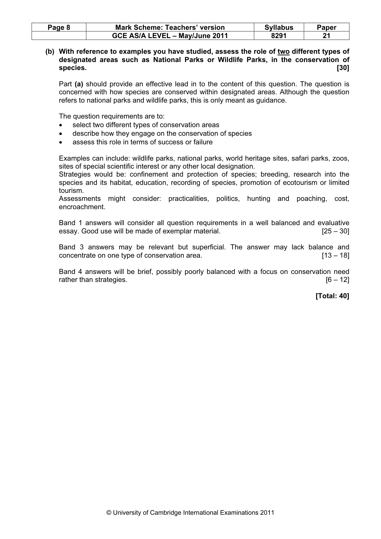 Mark scheme, page 8 of 11