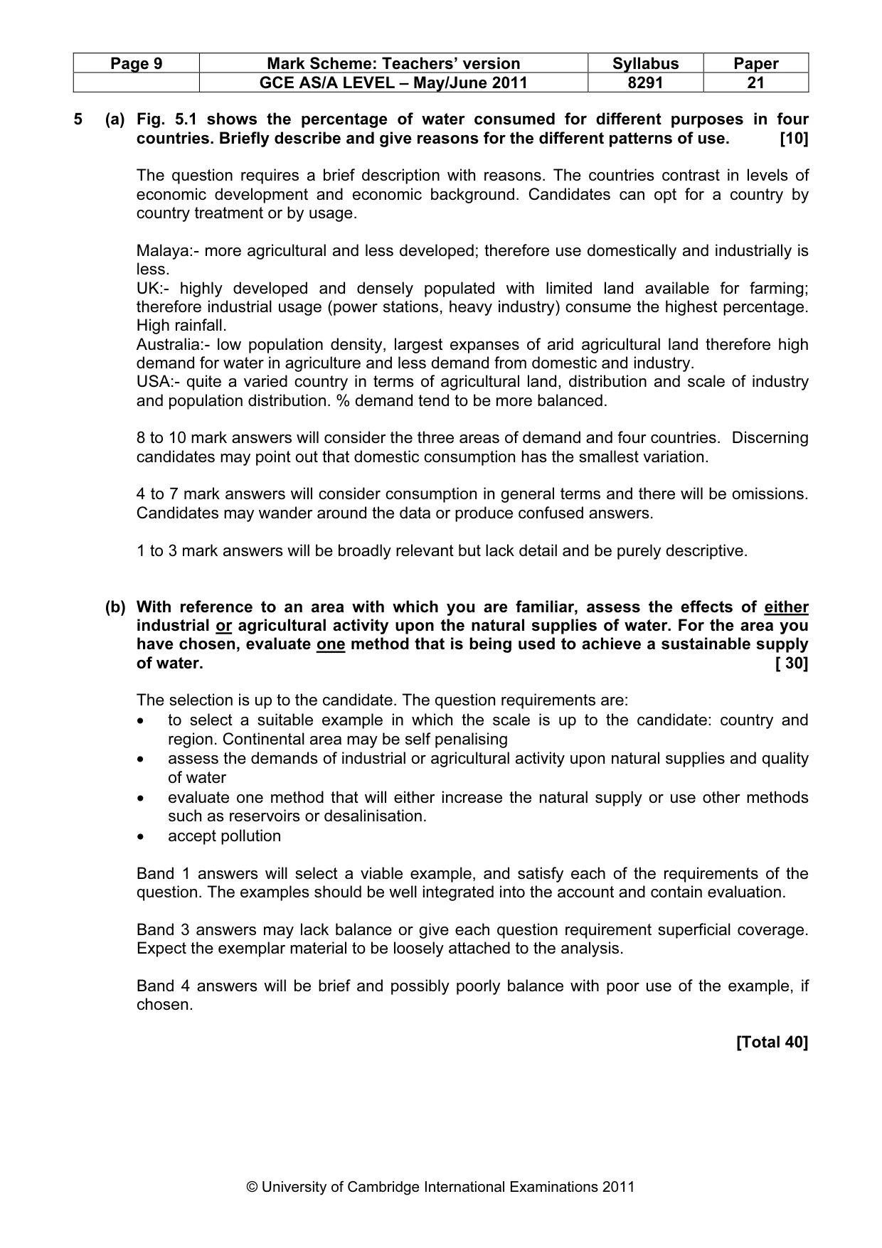 Mark scheme, page 9 of 11