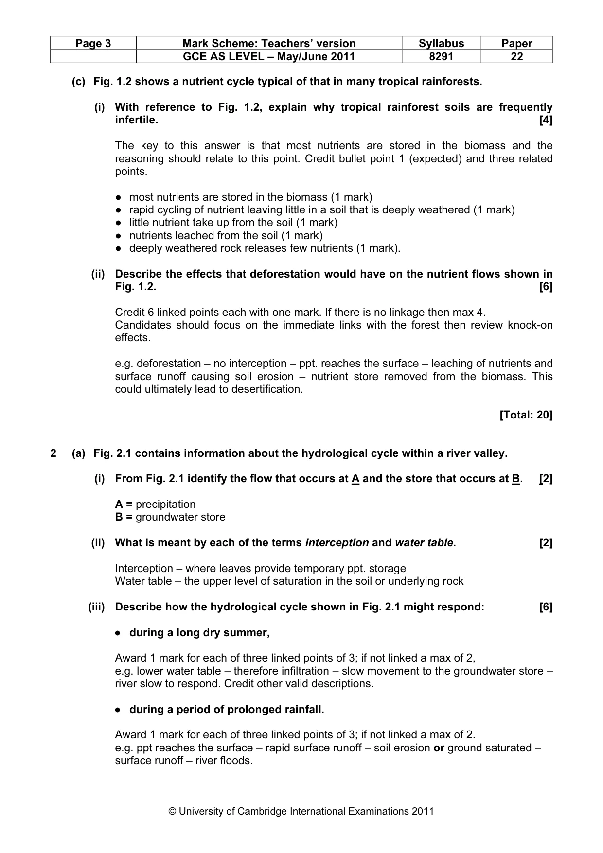 Mark scheme, page 3 of 11