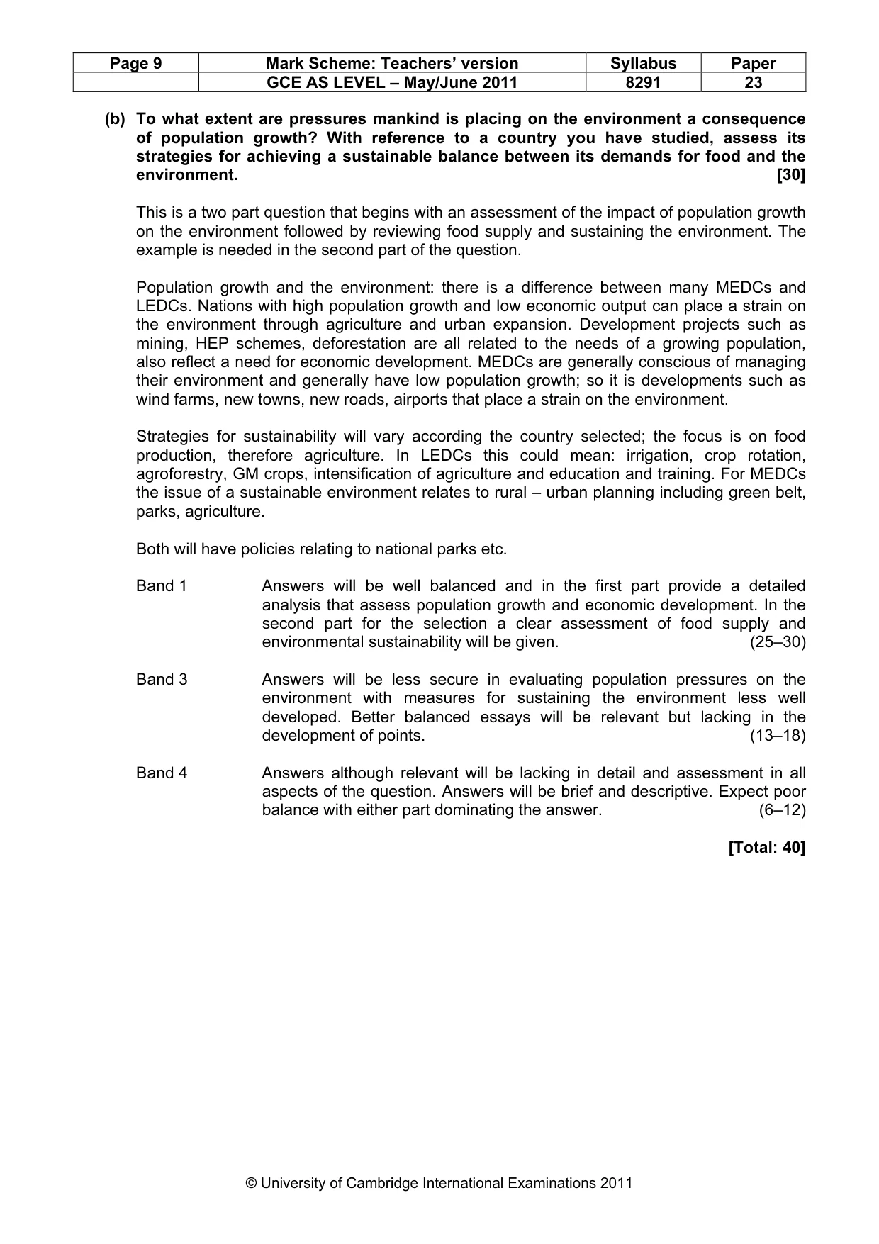 Mark scheme, page 9 of 11