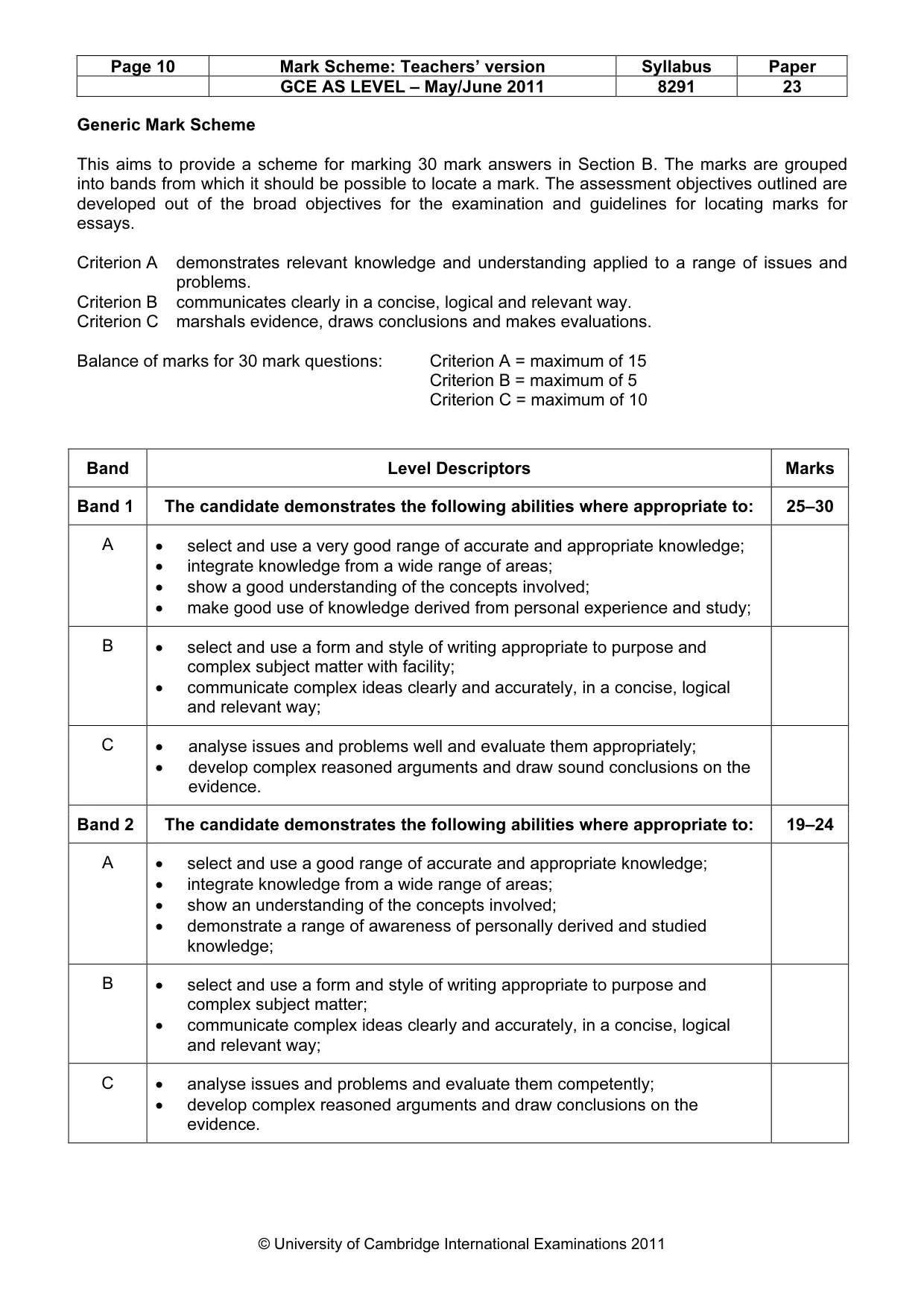 Mark scheme, page 10 of 11
