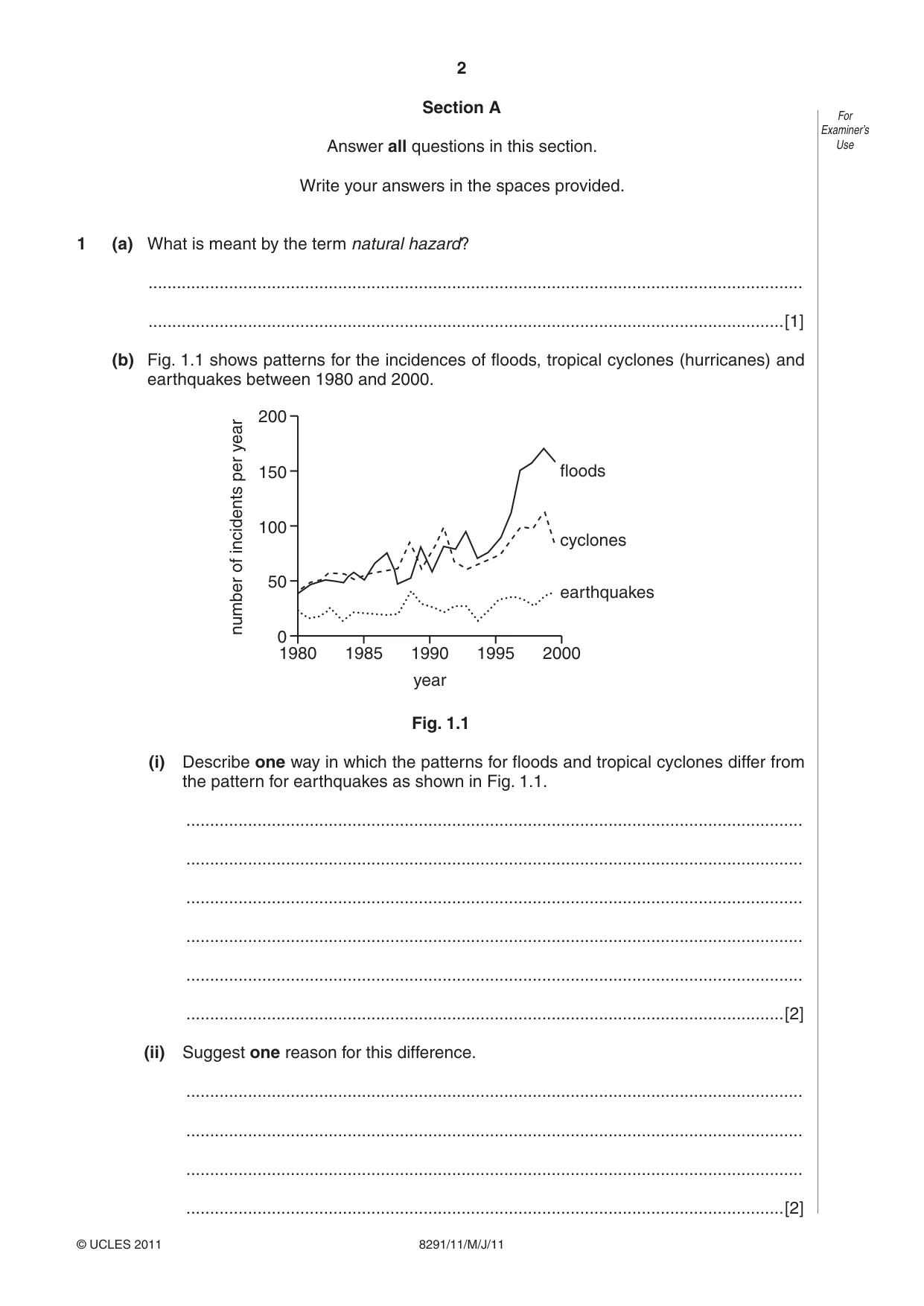 Cambridge A Level Environmental Management (AS only) 8291 2011 May/June Paper 1 · Variant 1 question paper, page 2 of 12