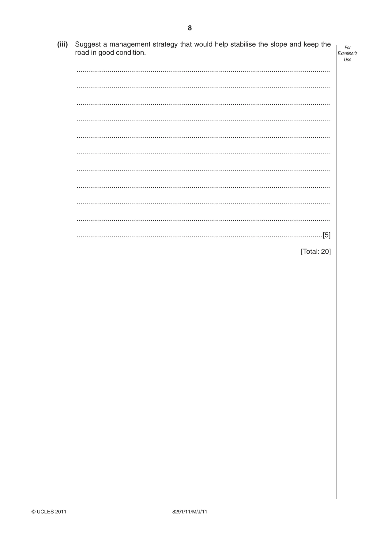 Cambridge A Level Environmental Management (AS only) 8291 2011 May/June Paper 1 · Variant 1 question paper, page 8 of 12