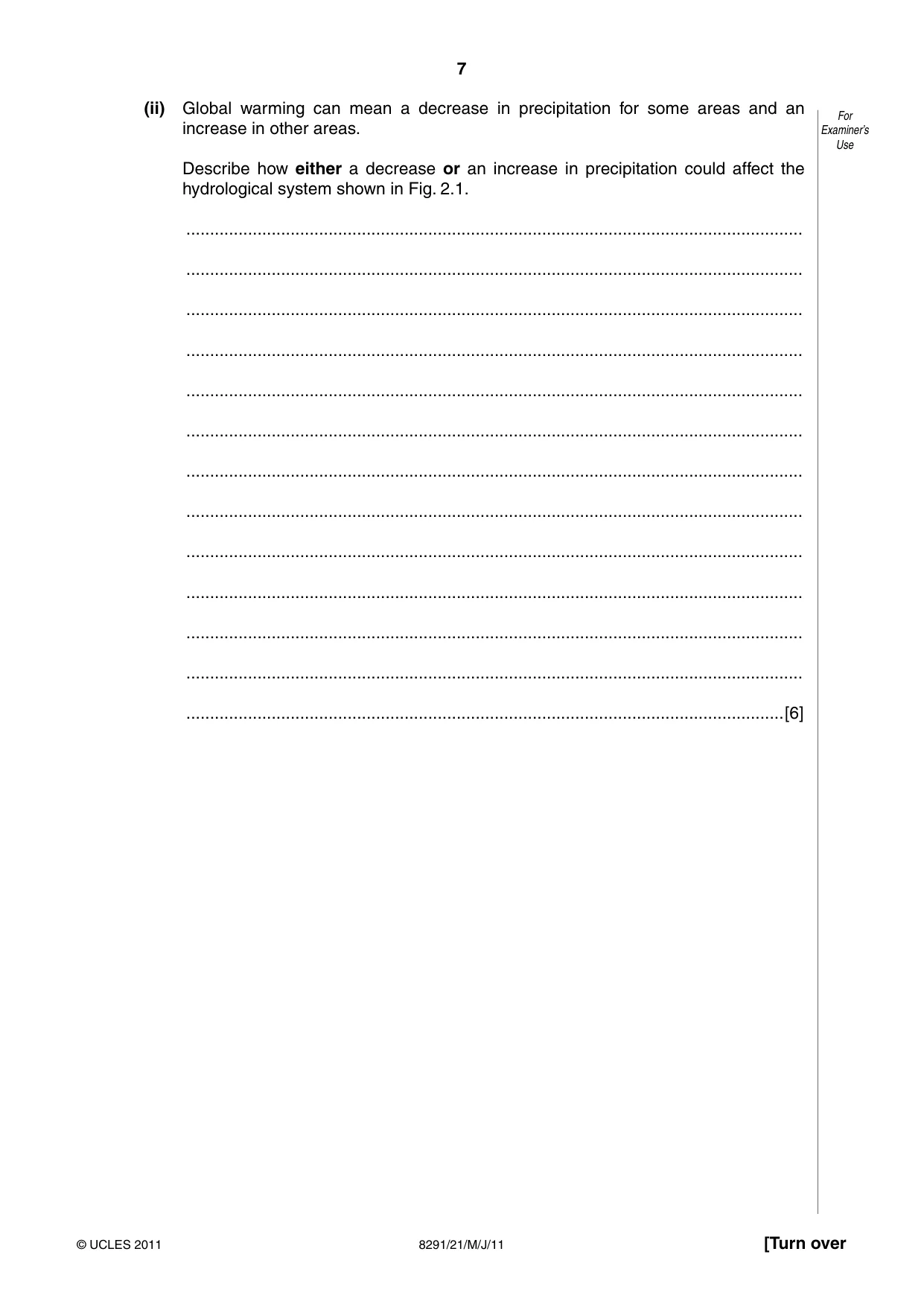 Cambridge A Level Environmental Management (AS only) 8291 2011 May/June Paper 2 · Variant 1 question paper, page 7 of 12