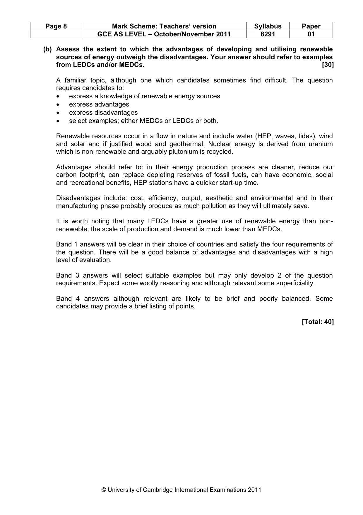Mark scheme, page 8 of 12