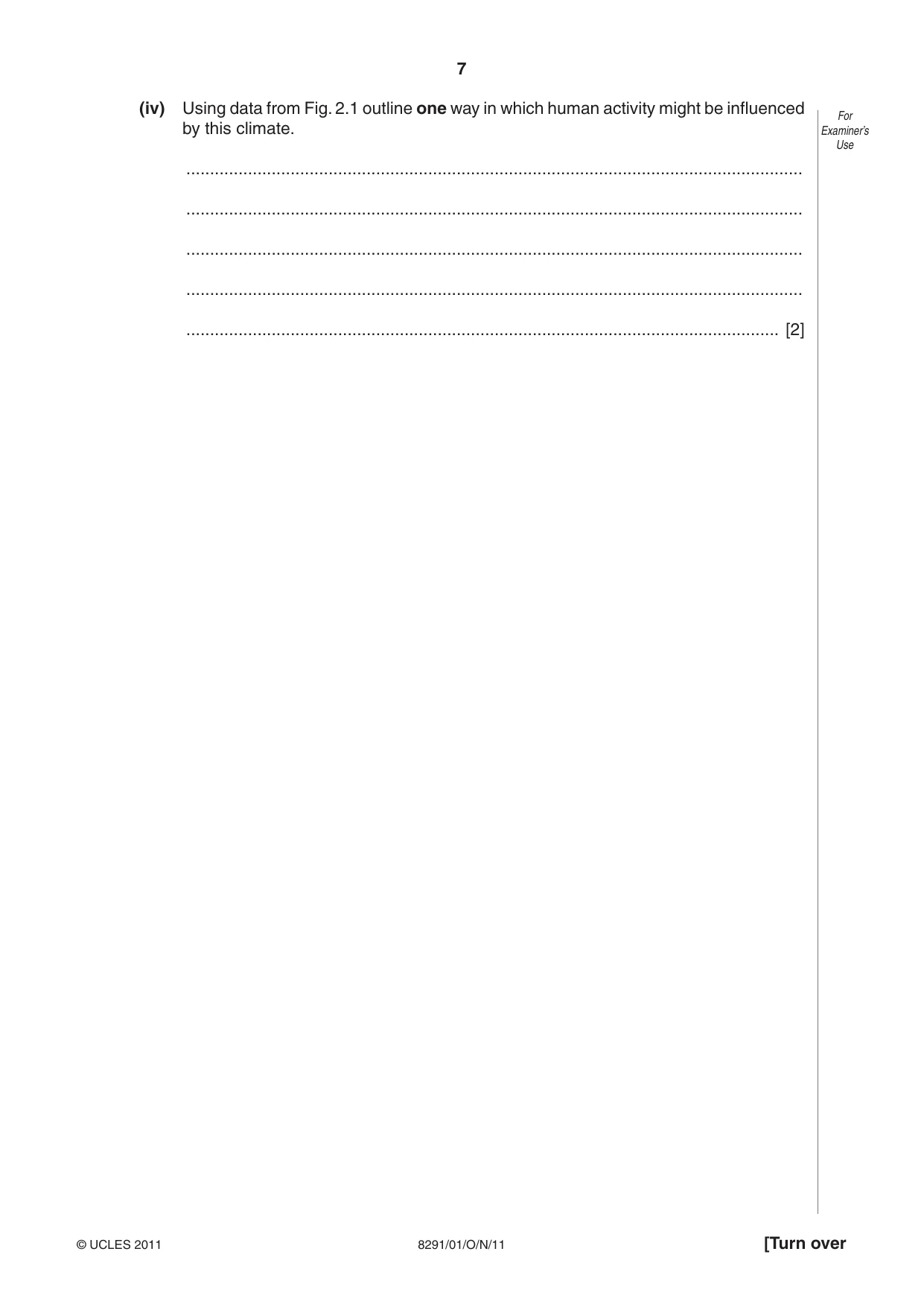Cambridge A Level Environmental Management (AS only) 8291 2011 Oct/Nov Paper 1 · Variant 1 question paper, page 7 of 12