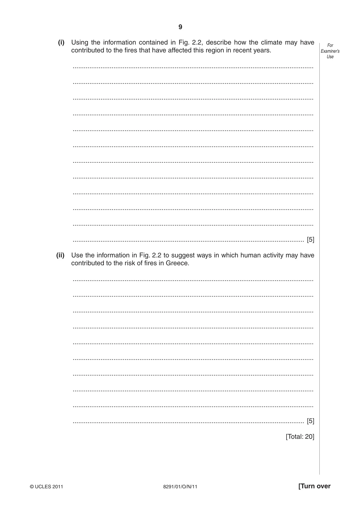 Cambridge A Level Environmental Management (AS only) 8291 2011 Oct/Nov Paper 1 · Variant 1 question paper, page 9 of 12
