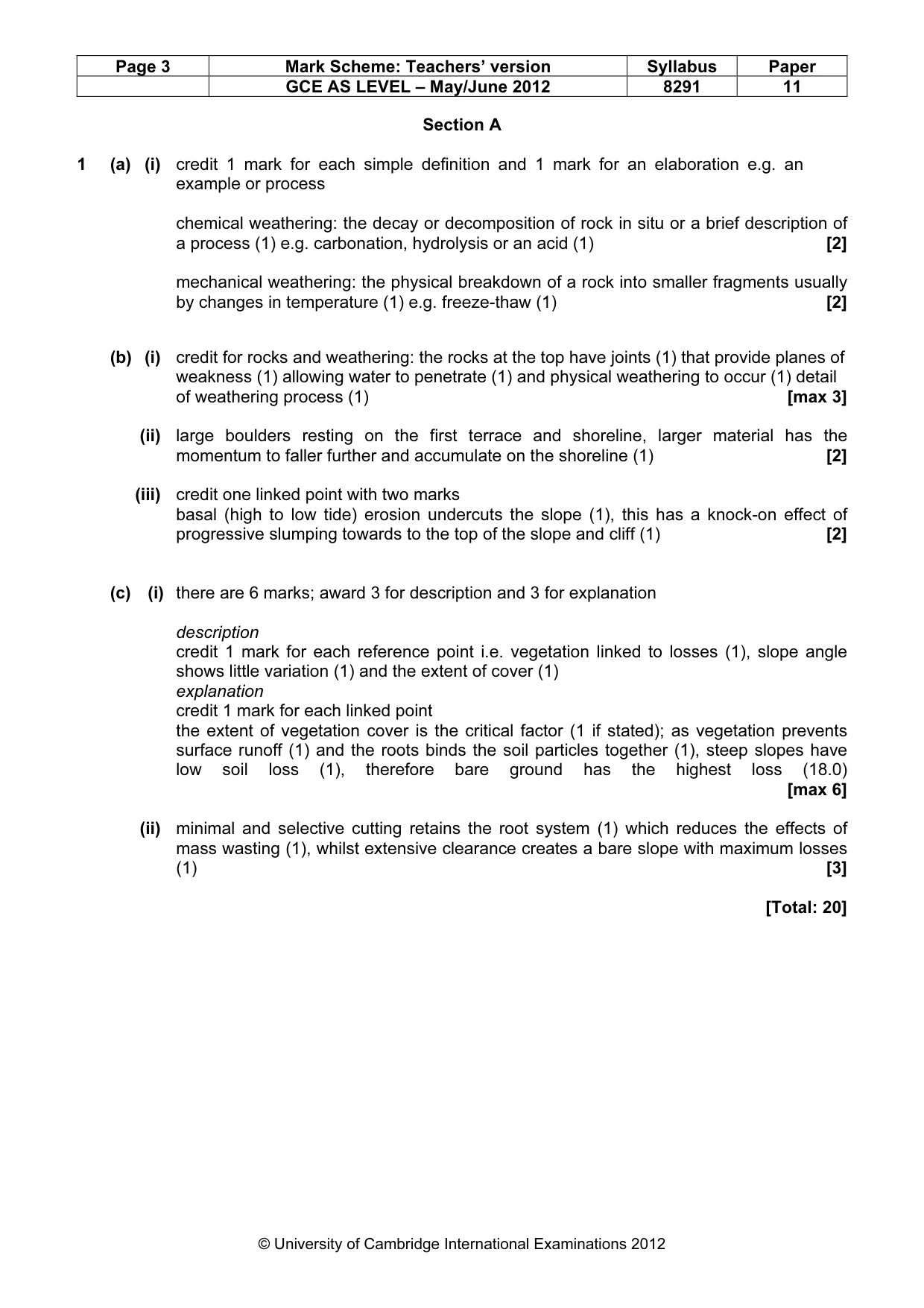 Mark scheme, page 3 of 9