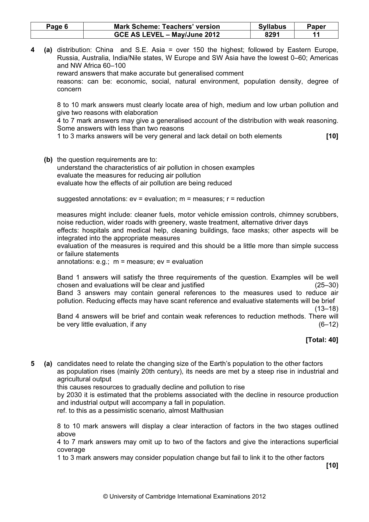 Mark scheme, page 6 of 9