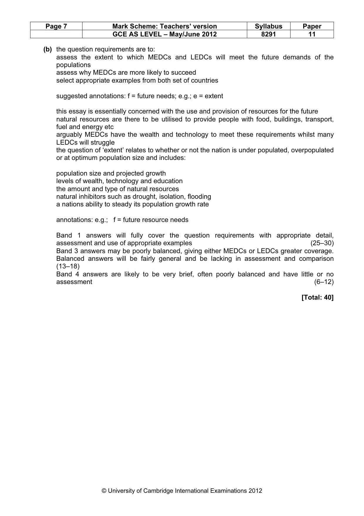 Mark scheme, page 7 of 9