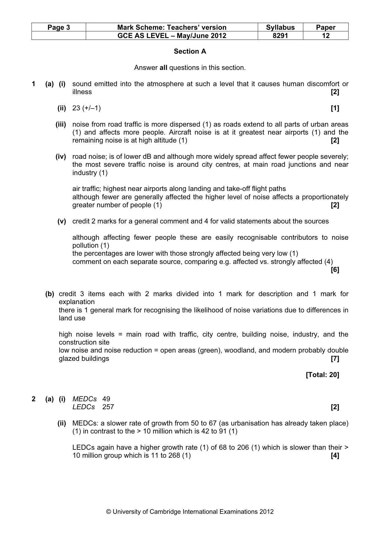 Mark scheme, page 3 of 9