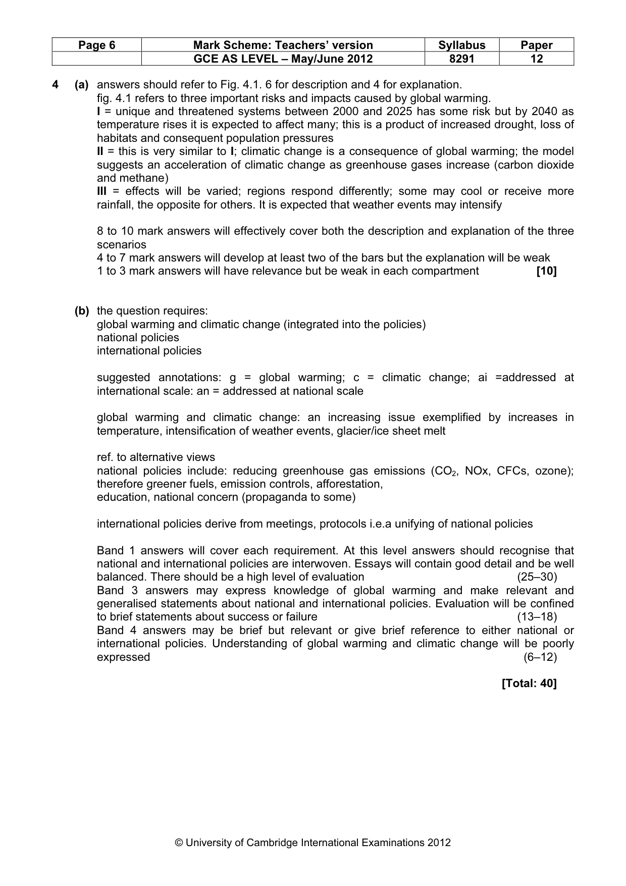 Mark scheme, page 6 of 9