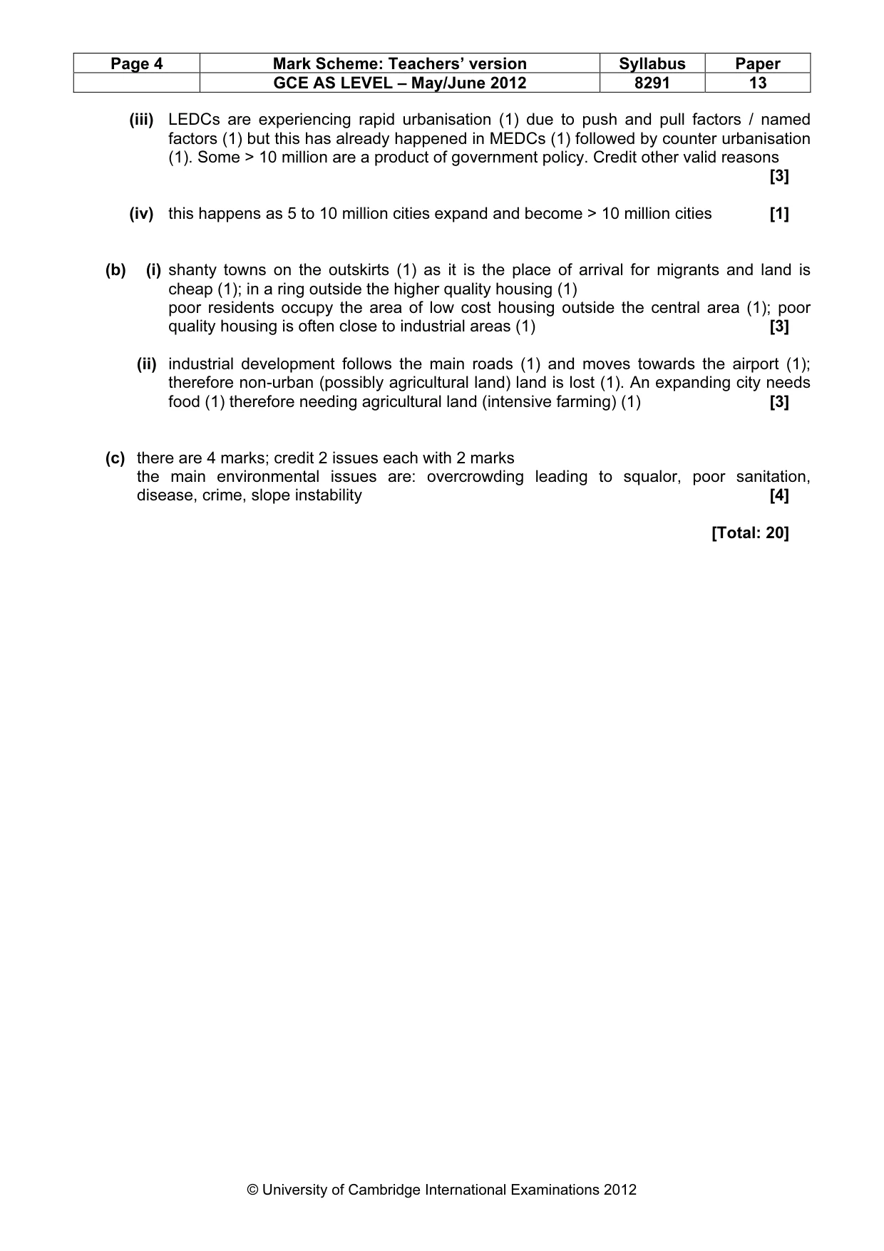 Mark scheme, page 4 of 9