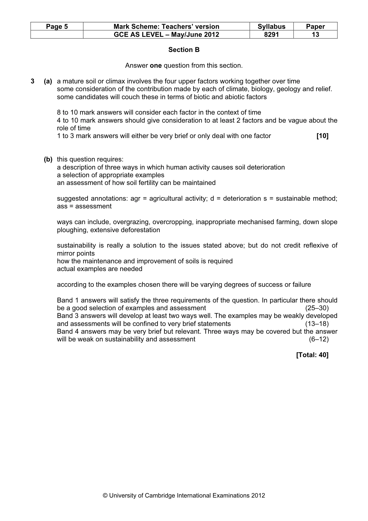 Mark scheme, page 5 of 9