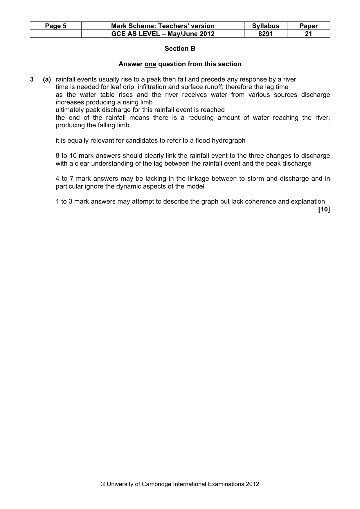 Mark scheme, page 5 of 10