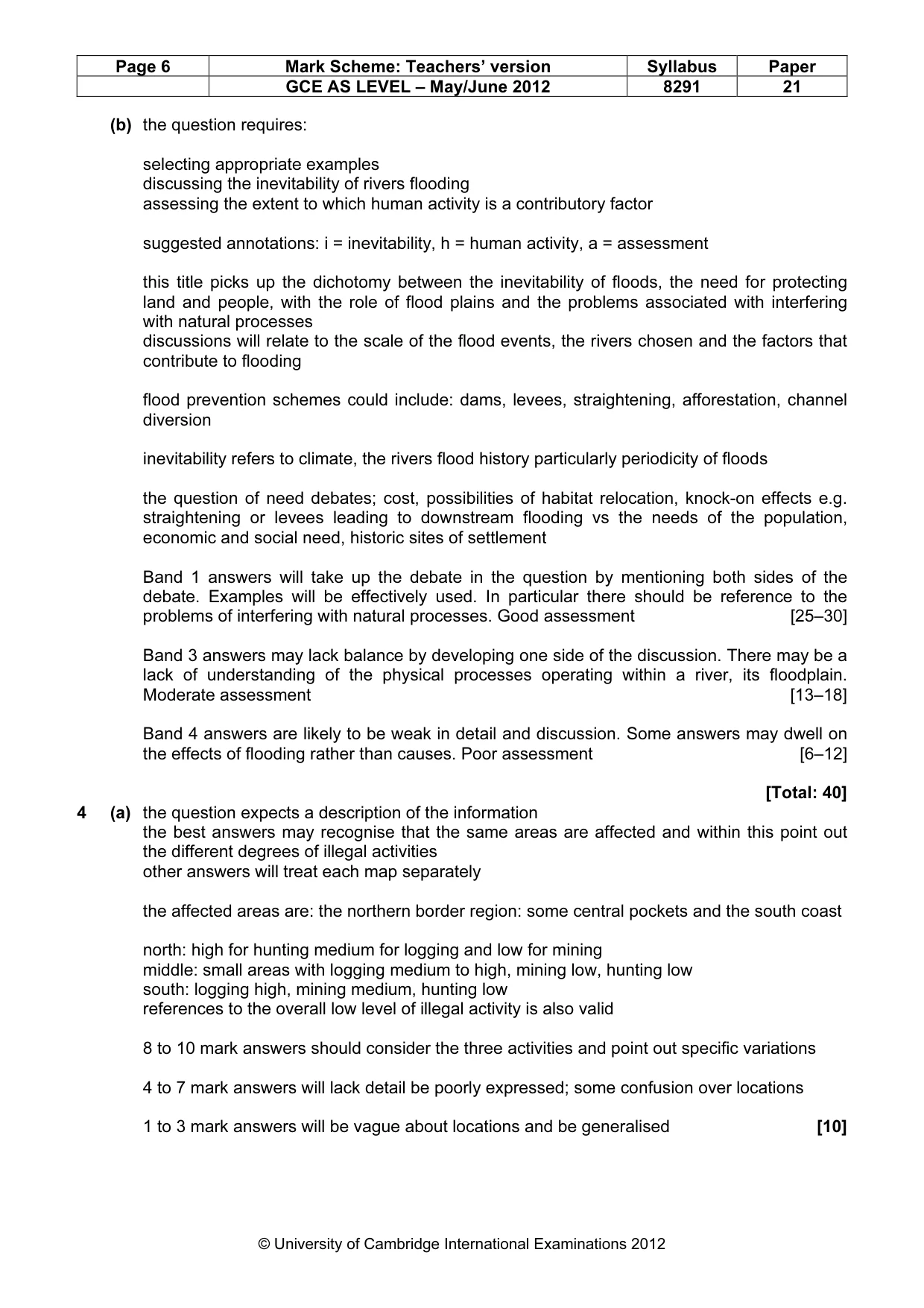 Mark scheme, page 6 of 10
