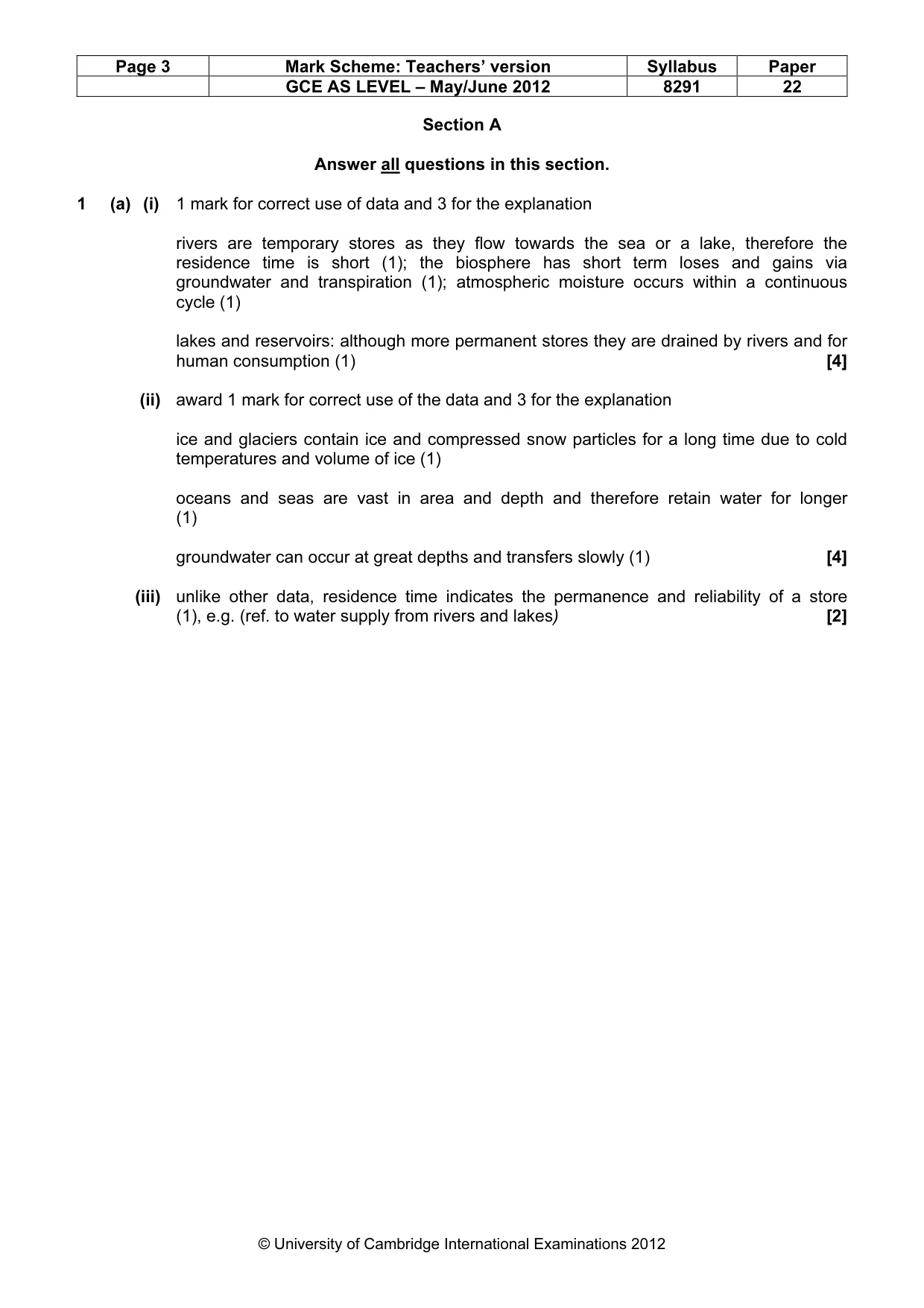 Mark scheme, page 3 of 12