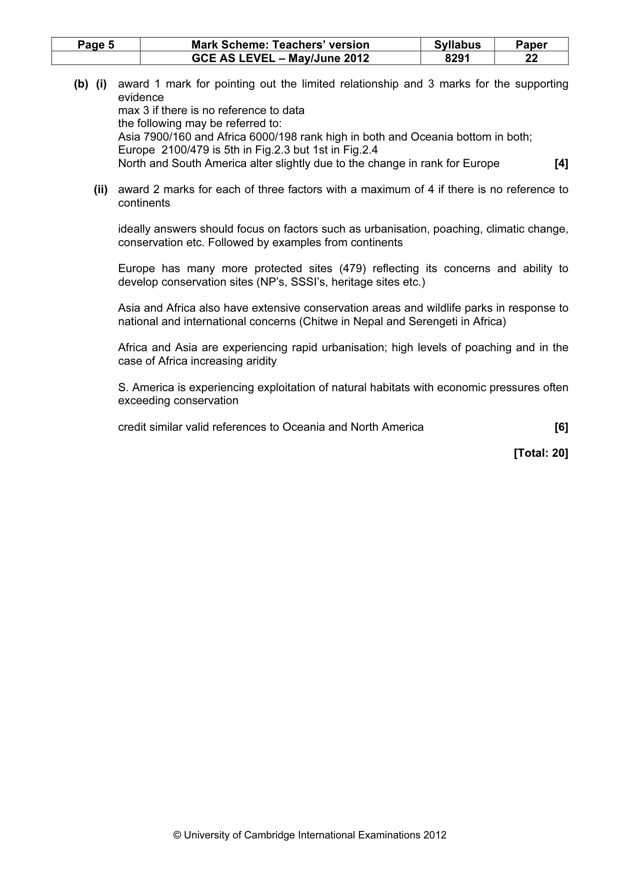 Mark scheme, page 5 of 12