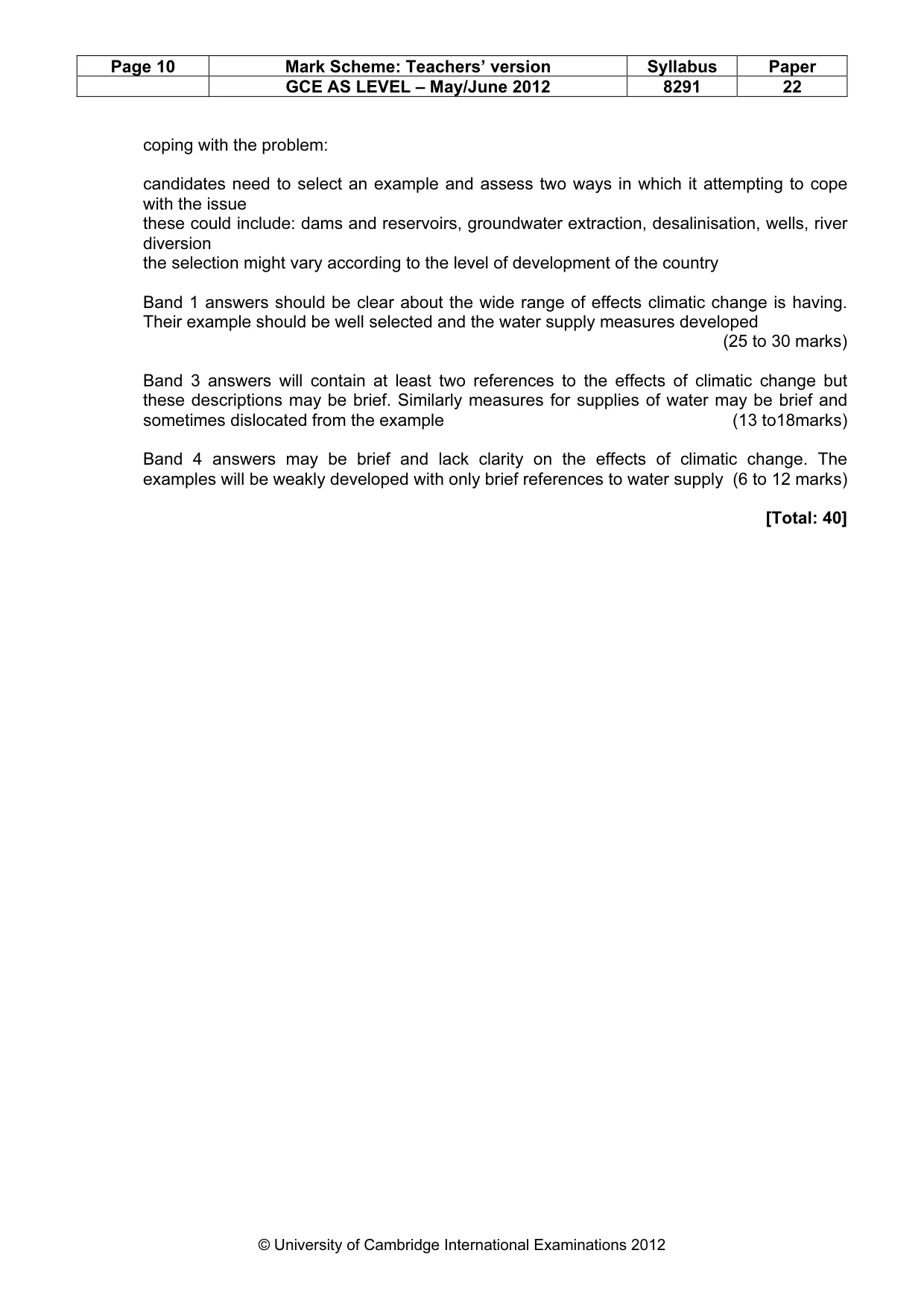 Mark scheme, page 10 of 12