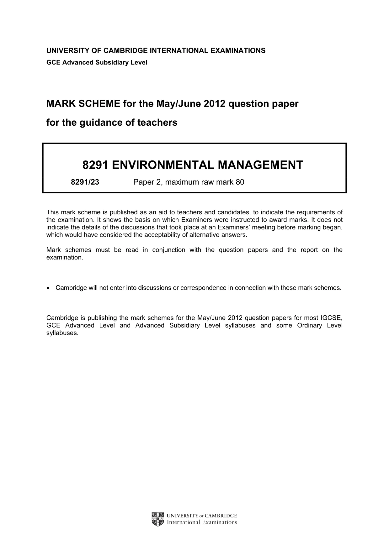 Mark scheme, page 1 of 12
