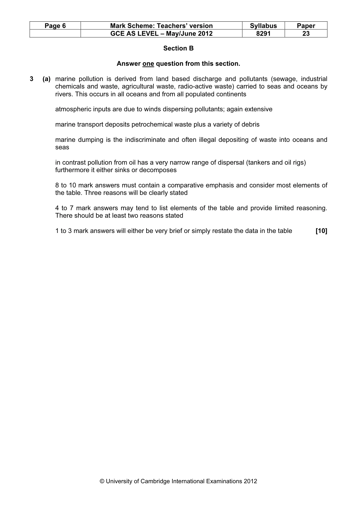 Mark scheme, page 6 of 12