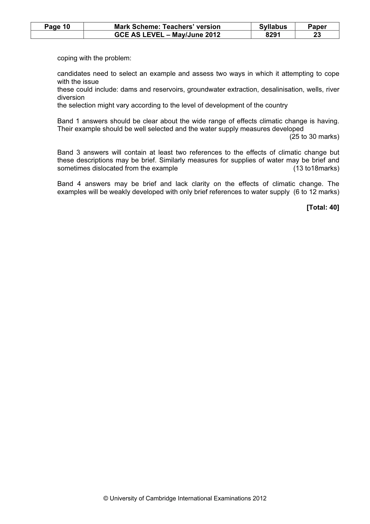 Mark scheme, page 10 of 12