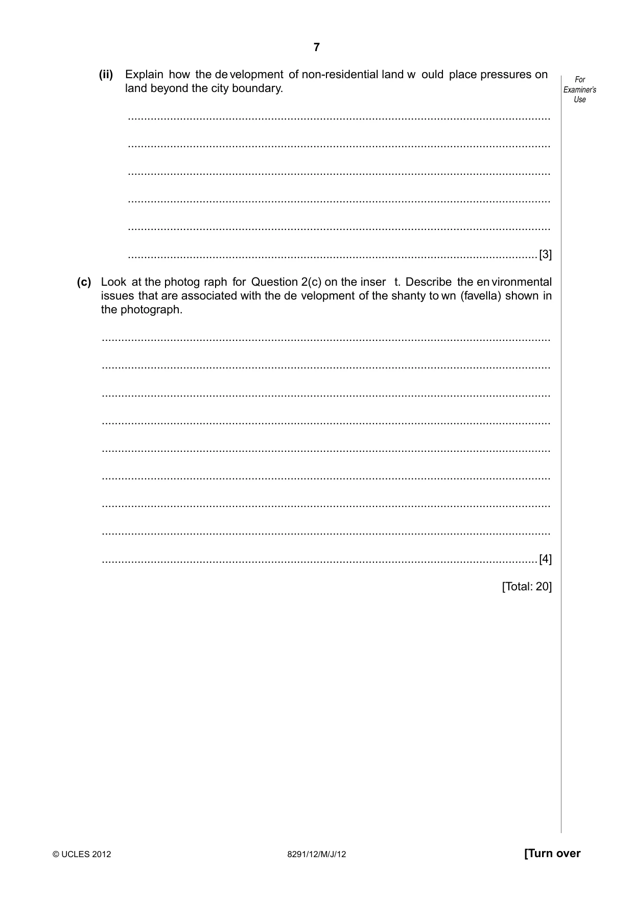 Cambridge A Level Environmental Management (AS only) 8291 2012 May/June Paper 1 · Variant 2 question paper, page 7 of 12