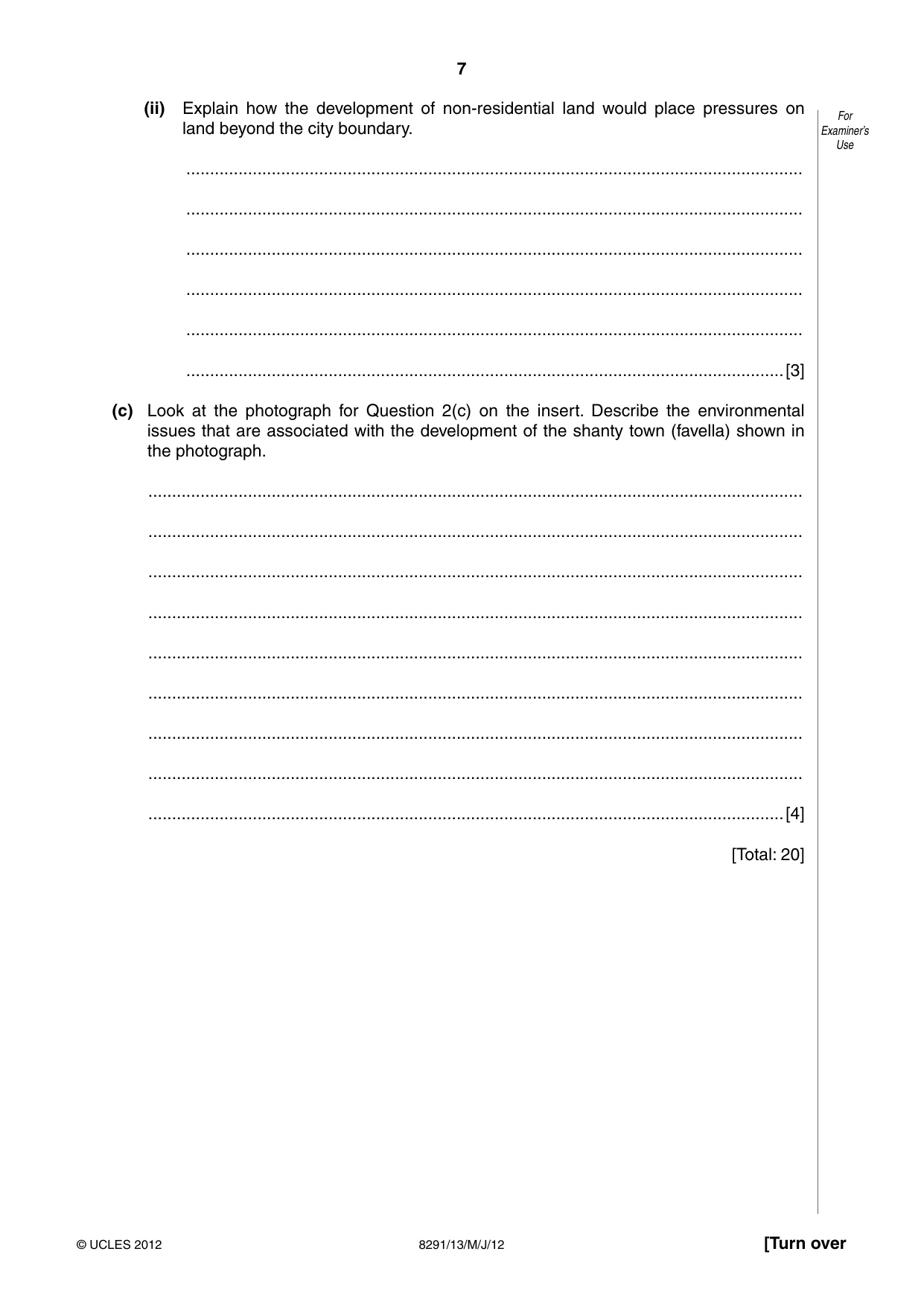 Cambridge A Level Environmental Management (AS only) 8291 2012 May/June Paper 1 · Variant 3 question paper, page 7 of 12