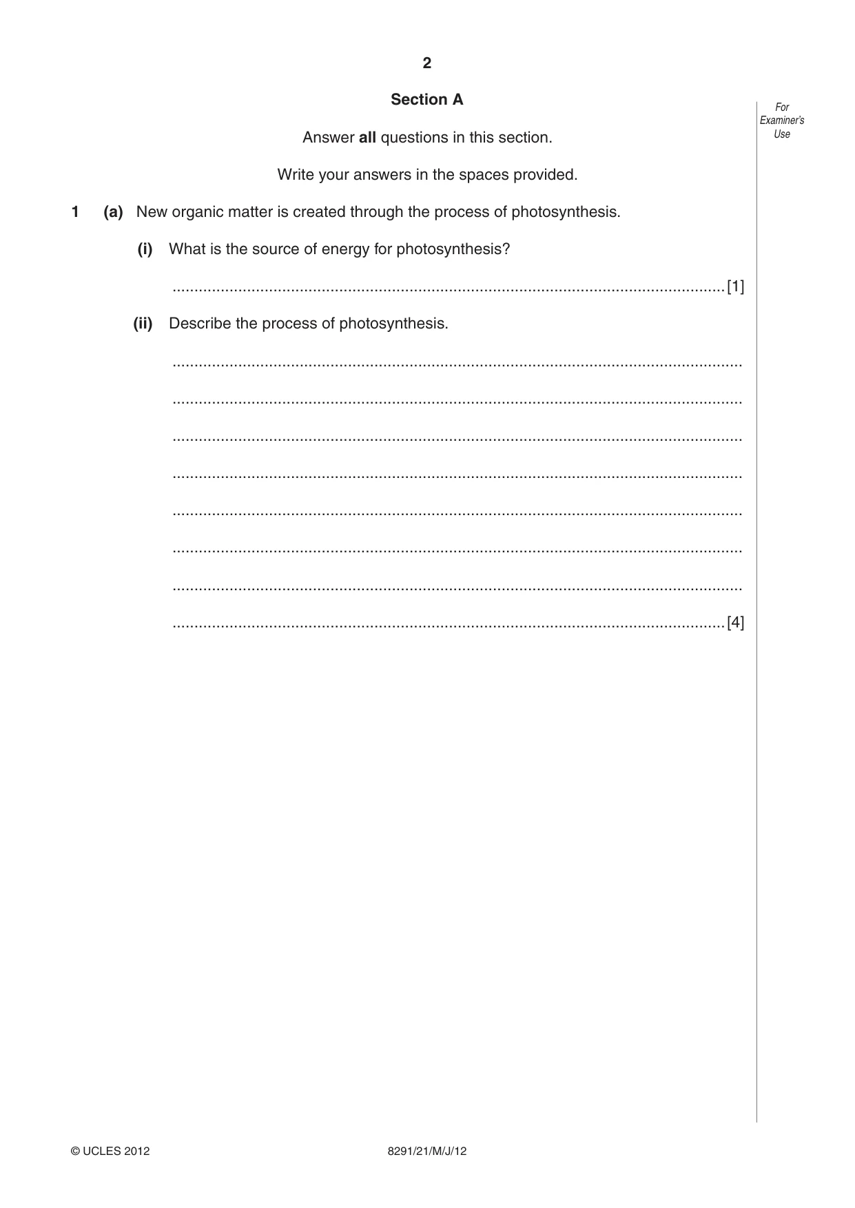 Cambridge A Level Environmental Management (AS only) 8291 2012 May/June Paper 2 · Variant 1 question paper, page 2 of 12
