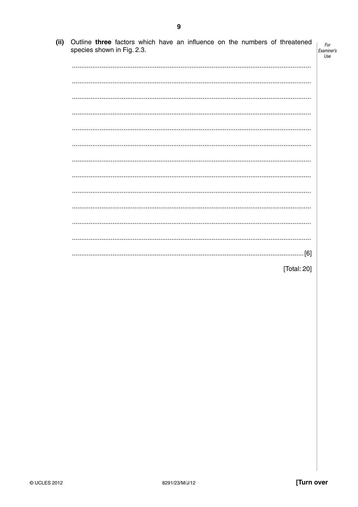 Cambridge A Level Environmental Management (AS only) 8291 2012 May/June Paper 2 · Variant 3 question paper, page 9 of 12