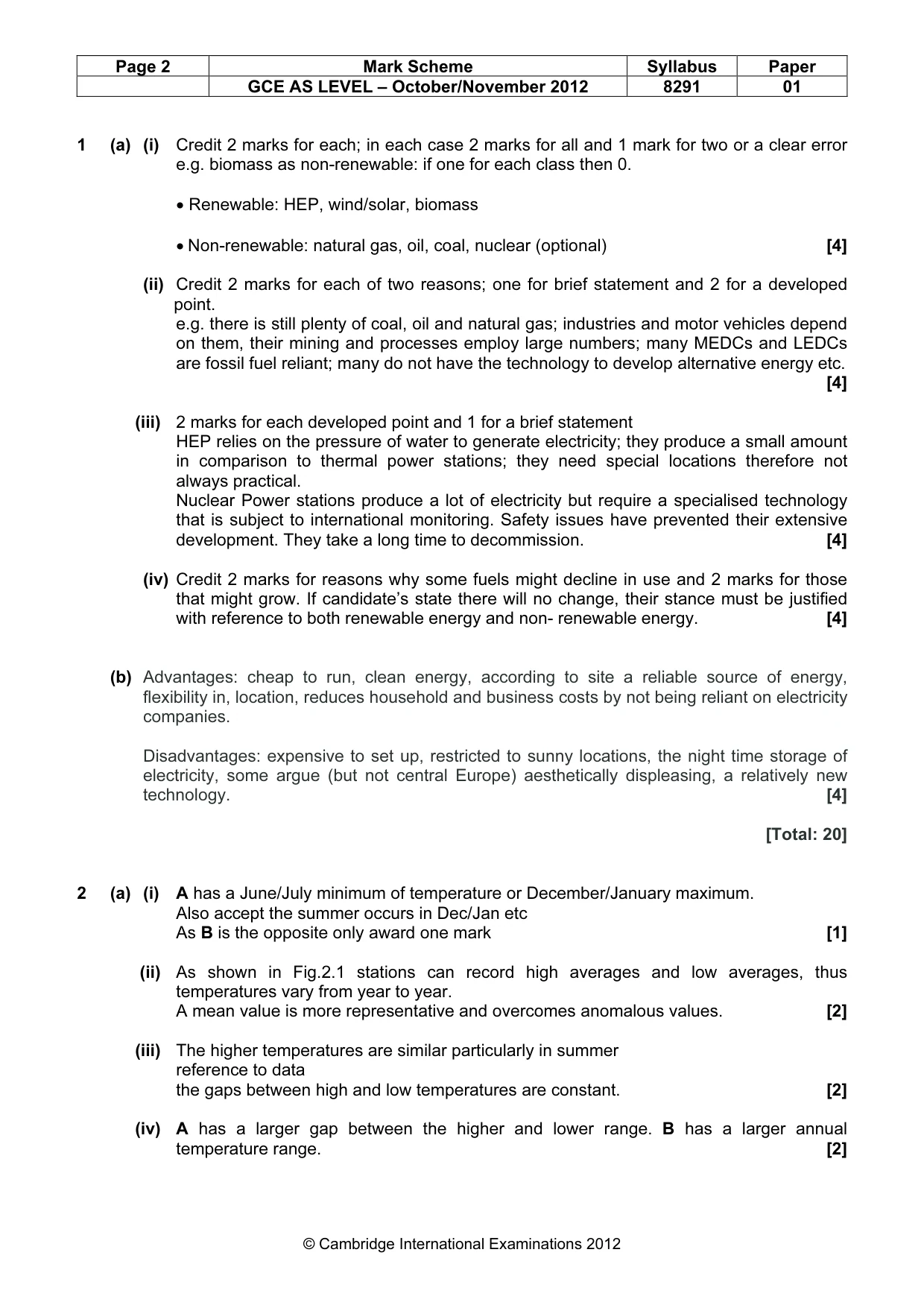 Mark scheme, page 2 of 10