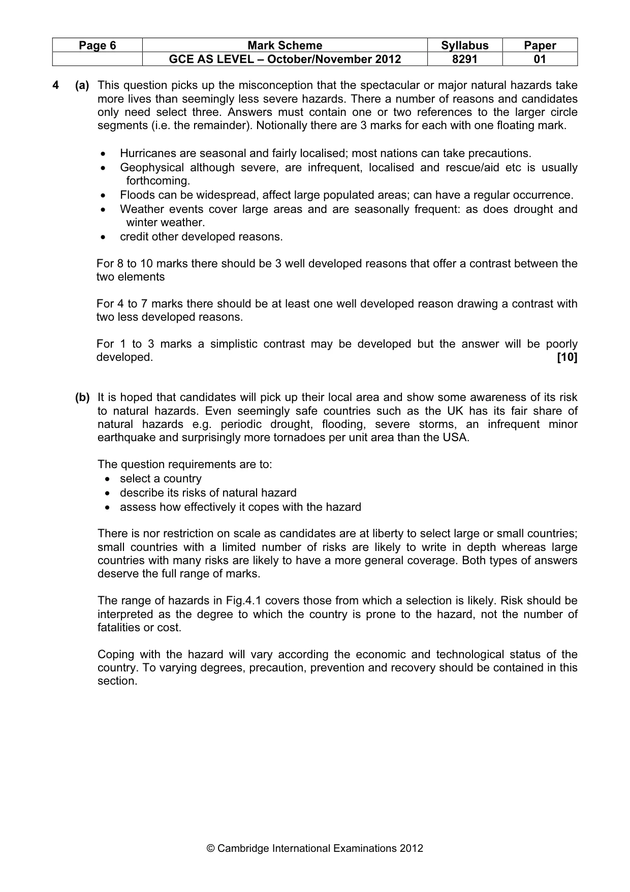 Mark scheme, page 6 of 10