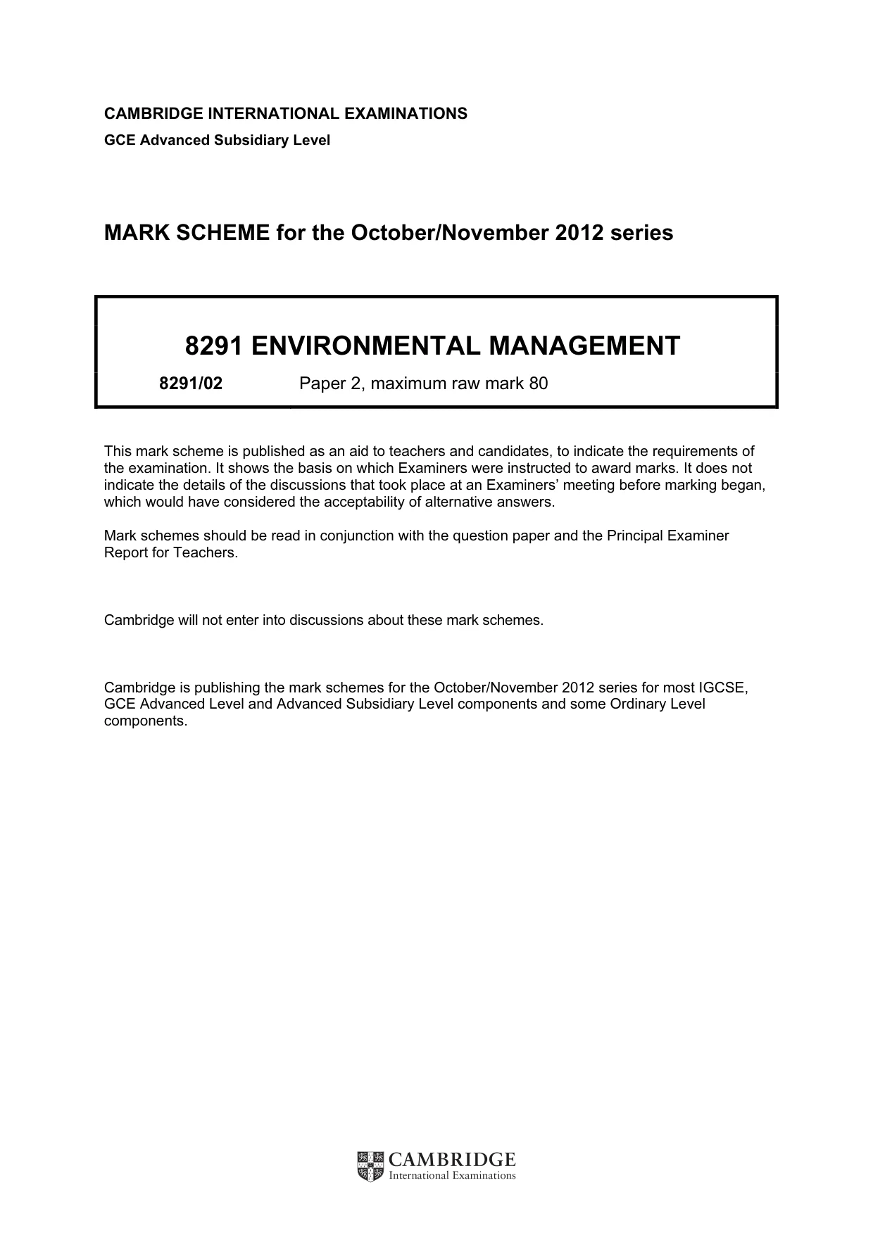 Mark scheme, page 1 of 8