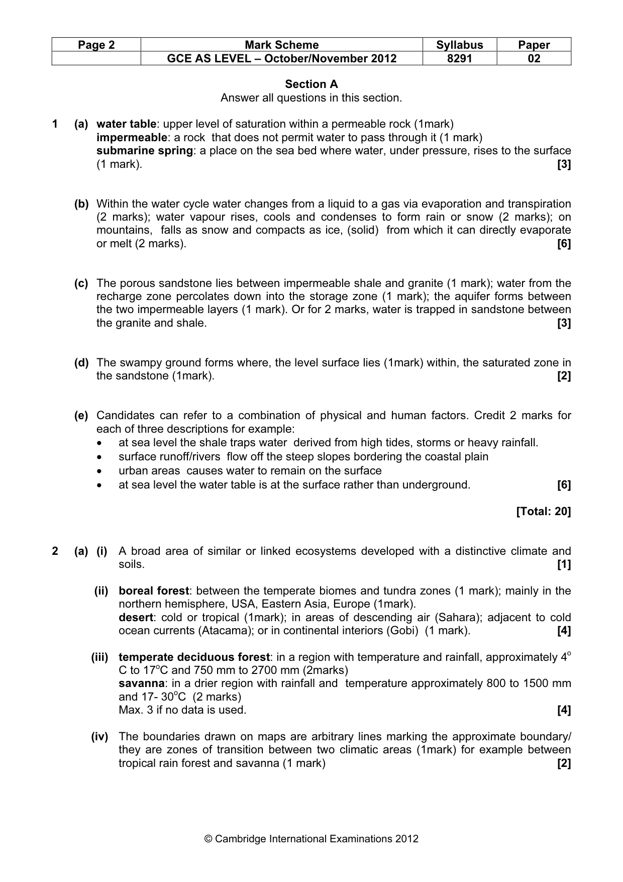 Mark scheme, page 2 of 8
