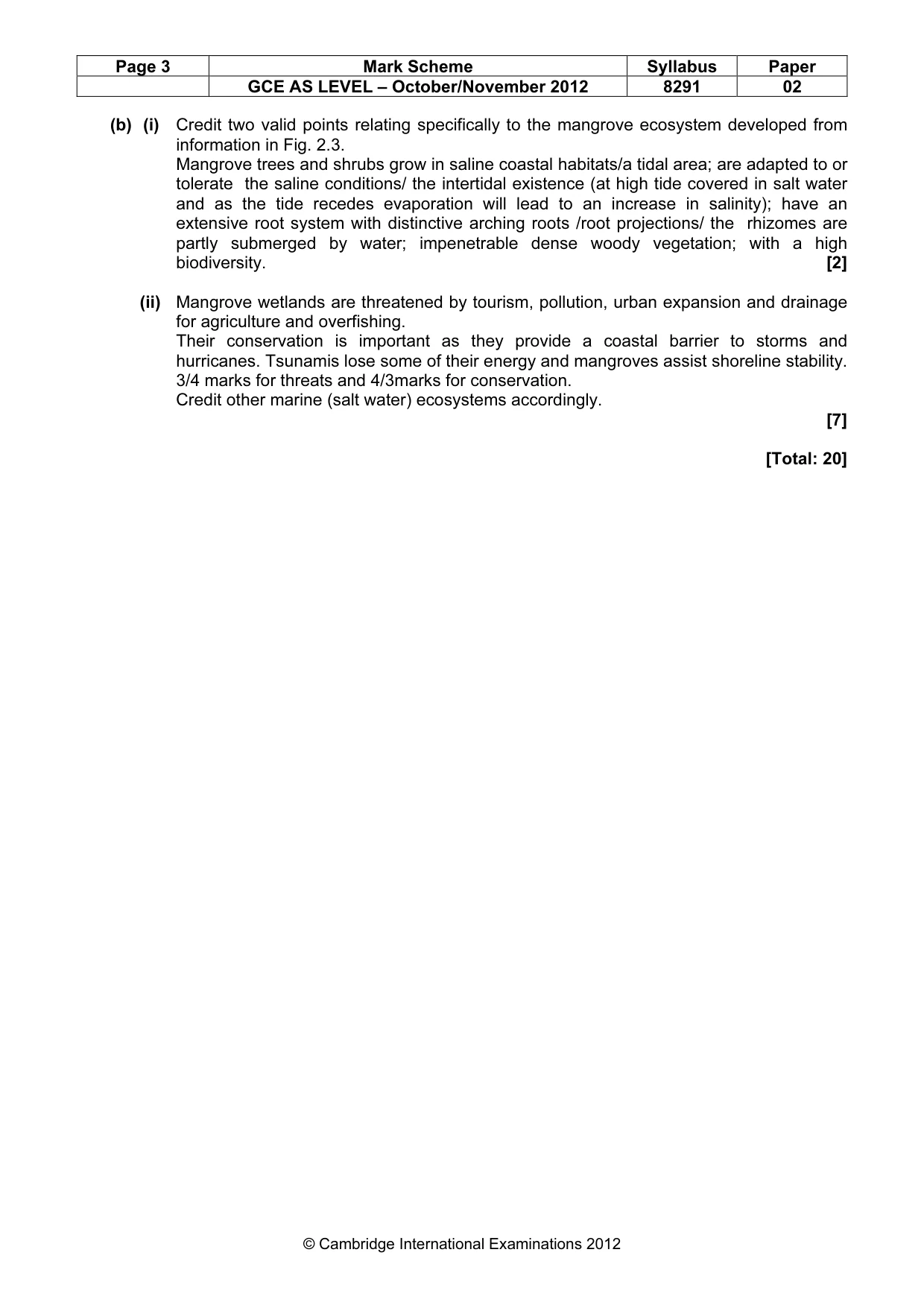 Mark scheme, page 3 of 8
