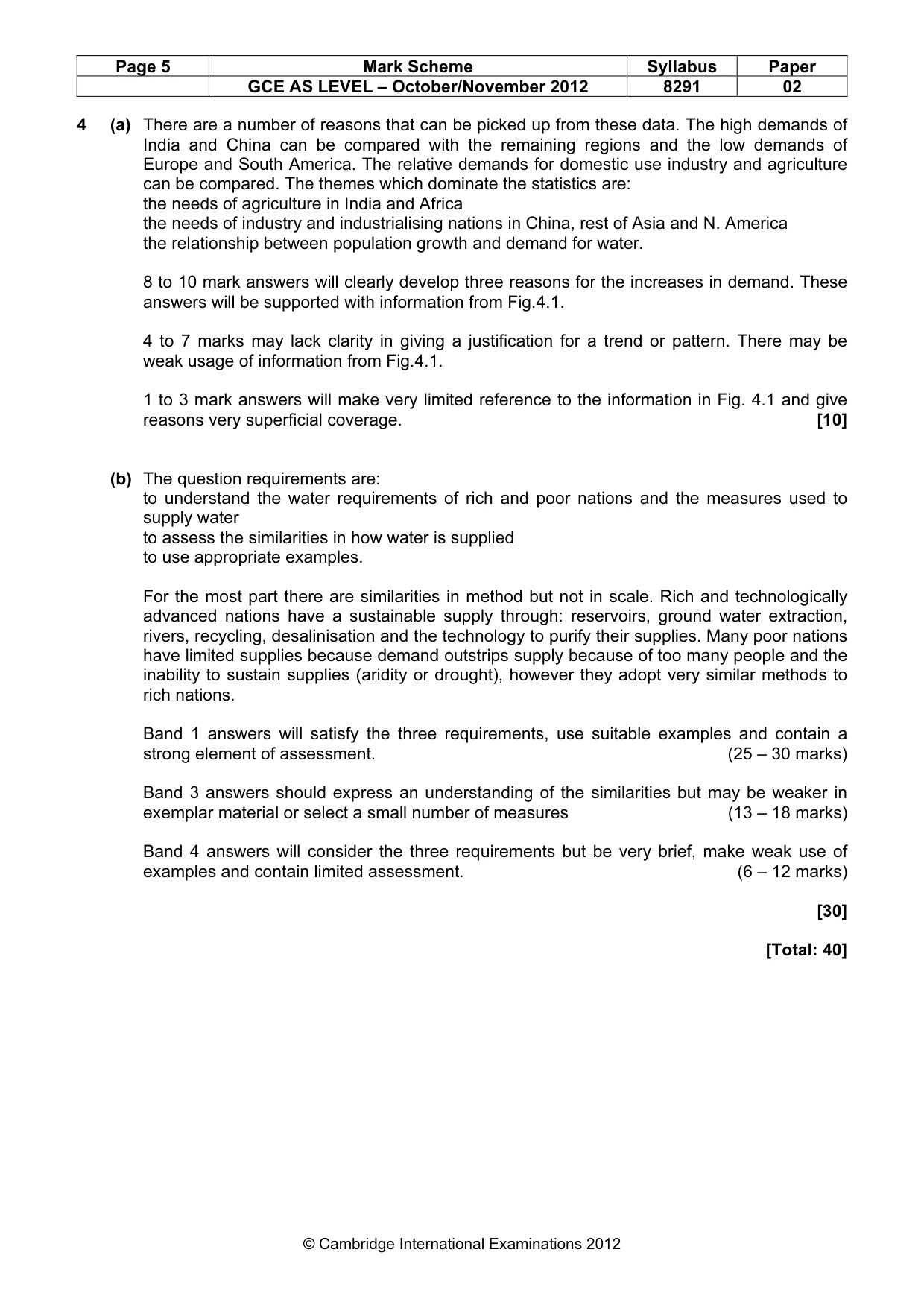 Mark scheme, page 5 of 8