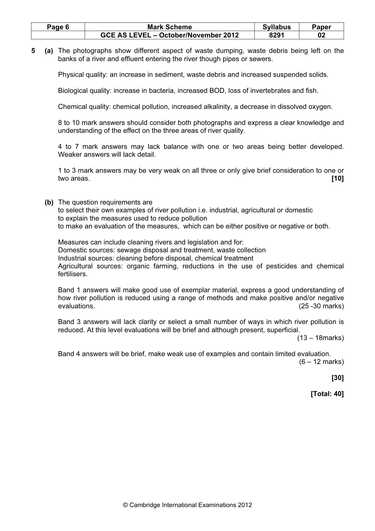 Mark scheme, page 6 of 8