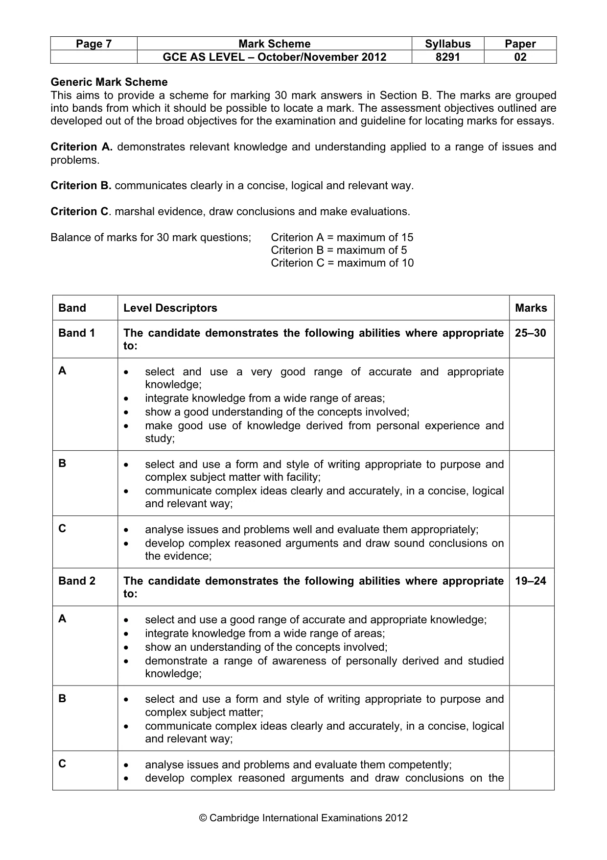 Mark scheme, page 7 of 8
